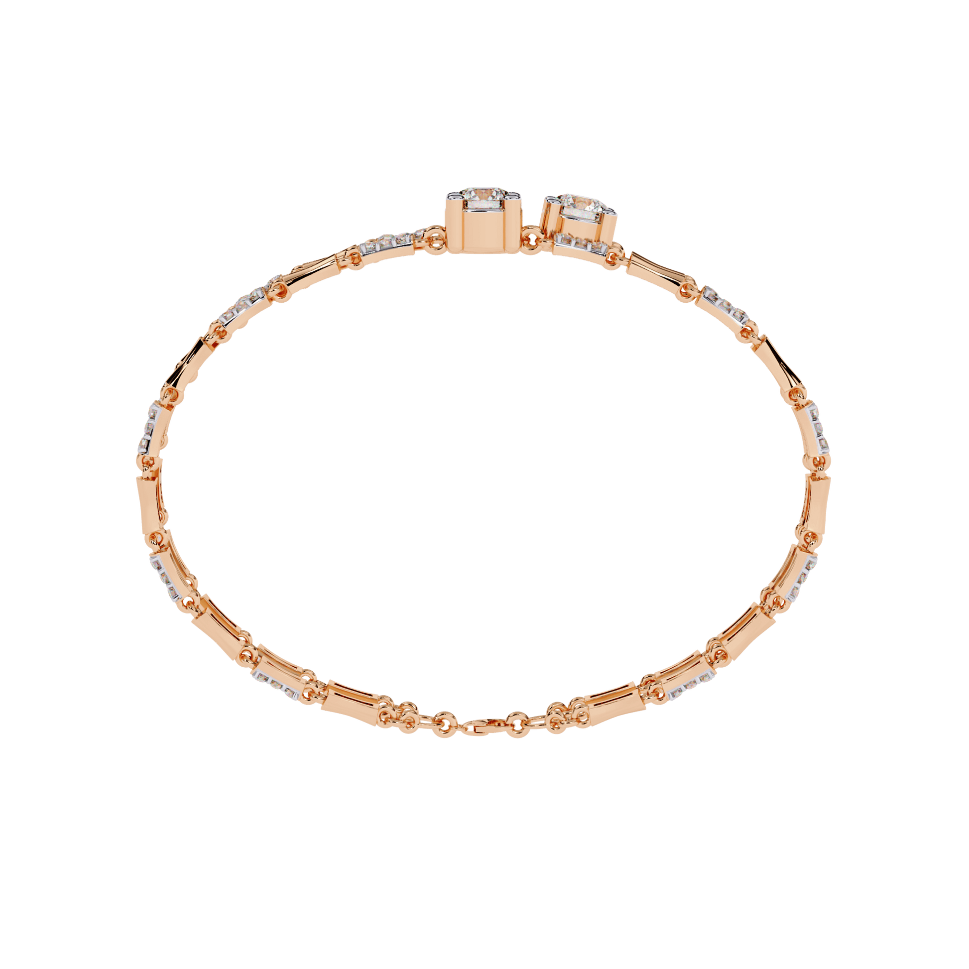 Yvette double solitaire diamond link bracelet by Carat House Dubai featuring sparkling diamond links and elegant design.