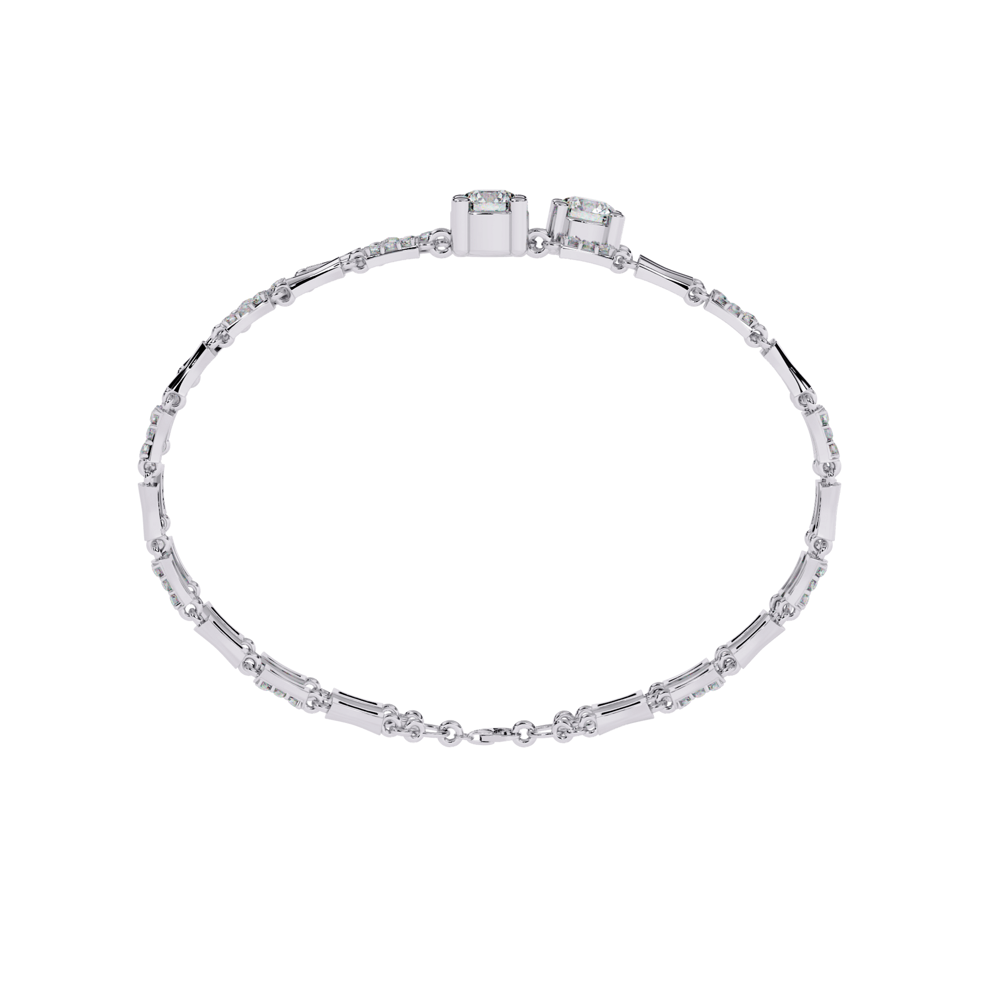 Yvette Carat House Dubai double solitaire diamond link bracelet with sparkling diamonds and elegant design.