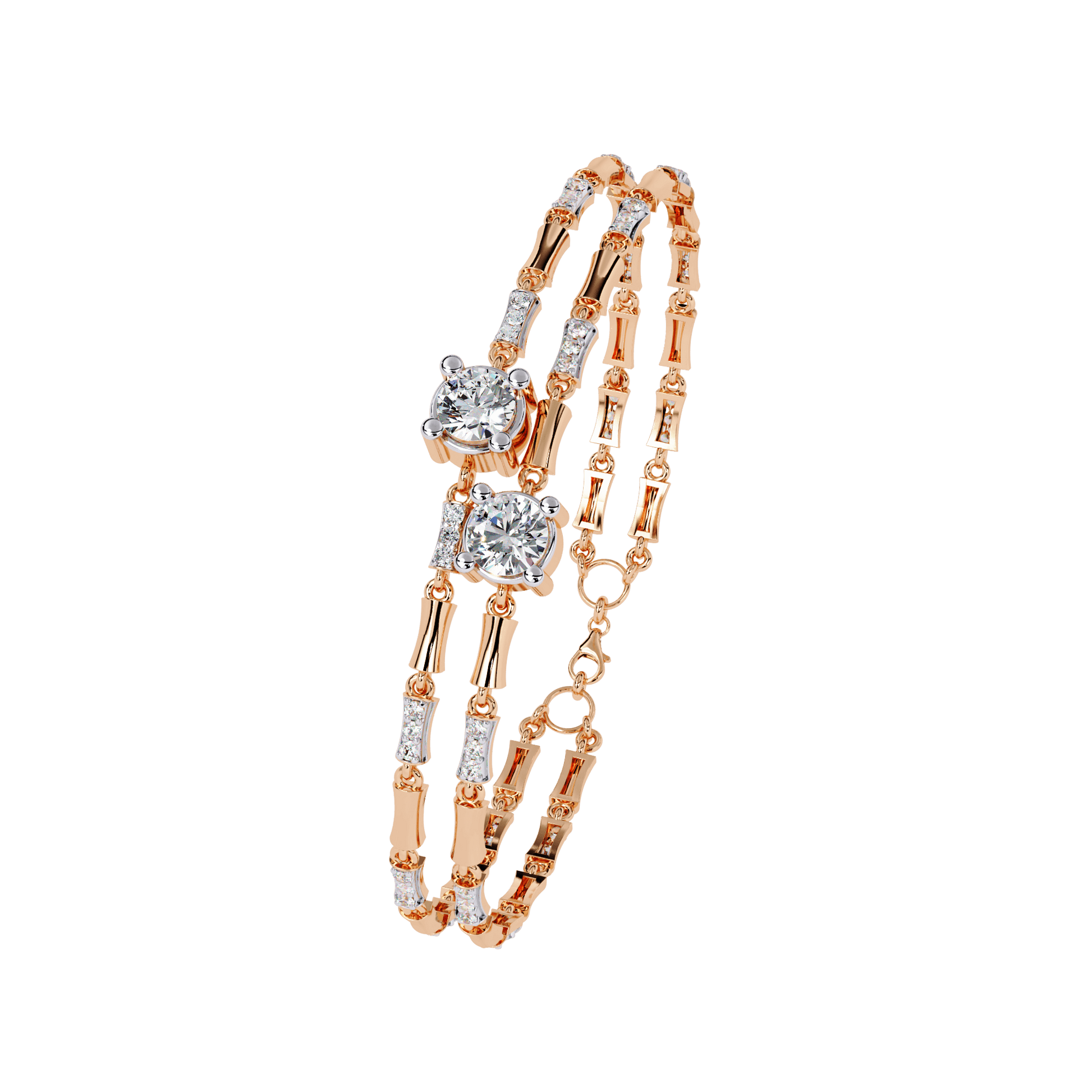 Yvette double solitaire diamond link bracelet by Carat House Dubai, showcasing elegant diamond links and refined craftsmanship.