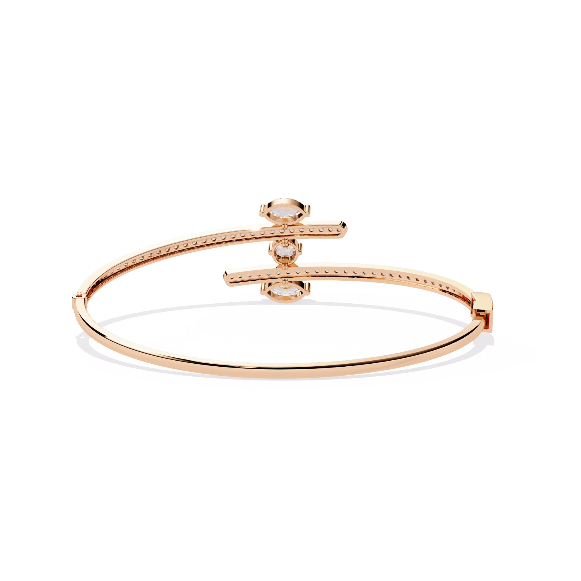 Xenia diamond pavé bangle with marquise and round cut diamonds, crafted by Carat House Dubai, showcasing elegant jewelry design.