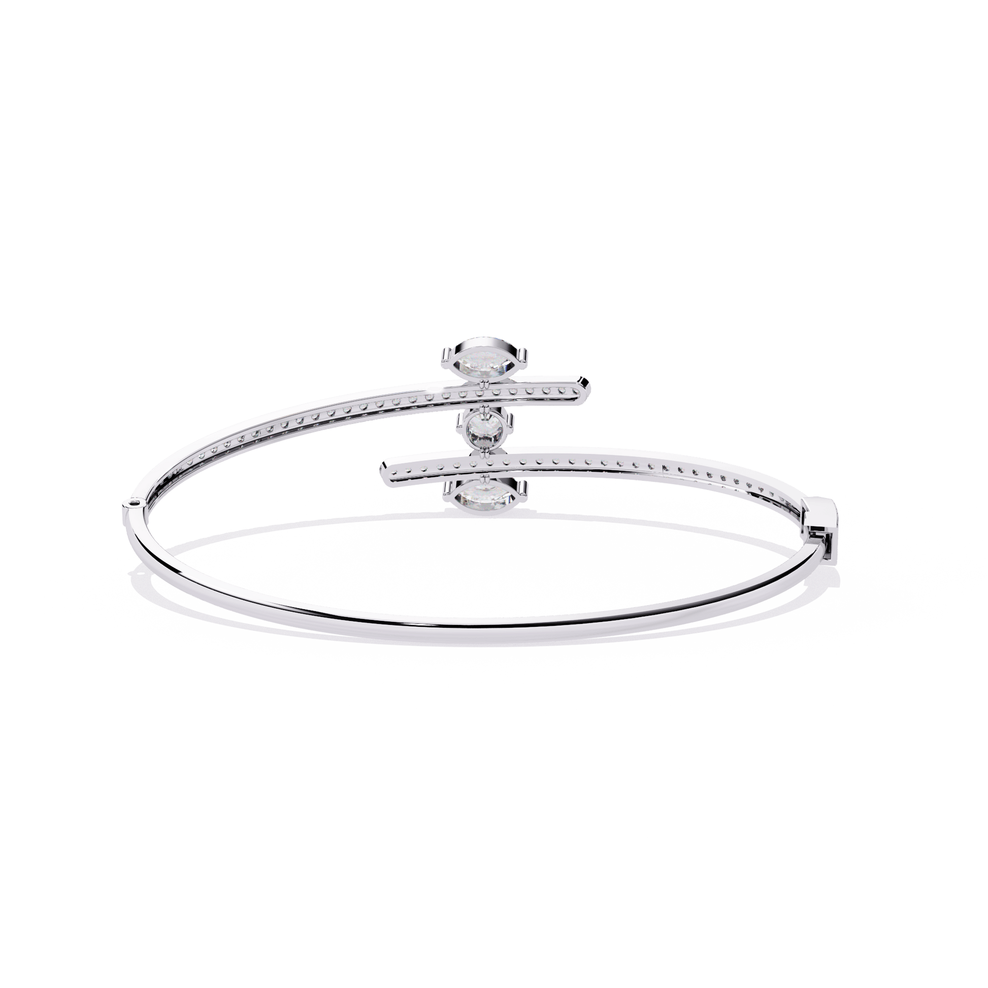 Xenia diamond pavé bangle with marquise and round diamonds, crafted by Carat House Dubai, elegant jewelry accessory.