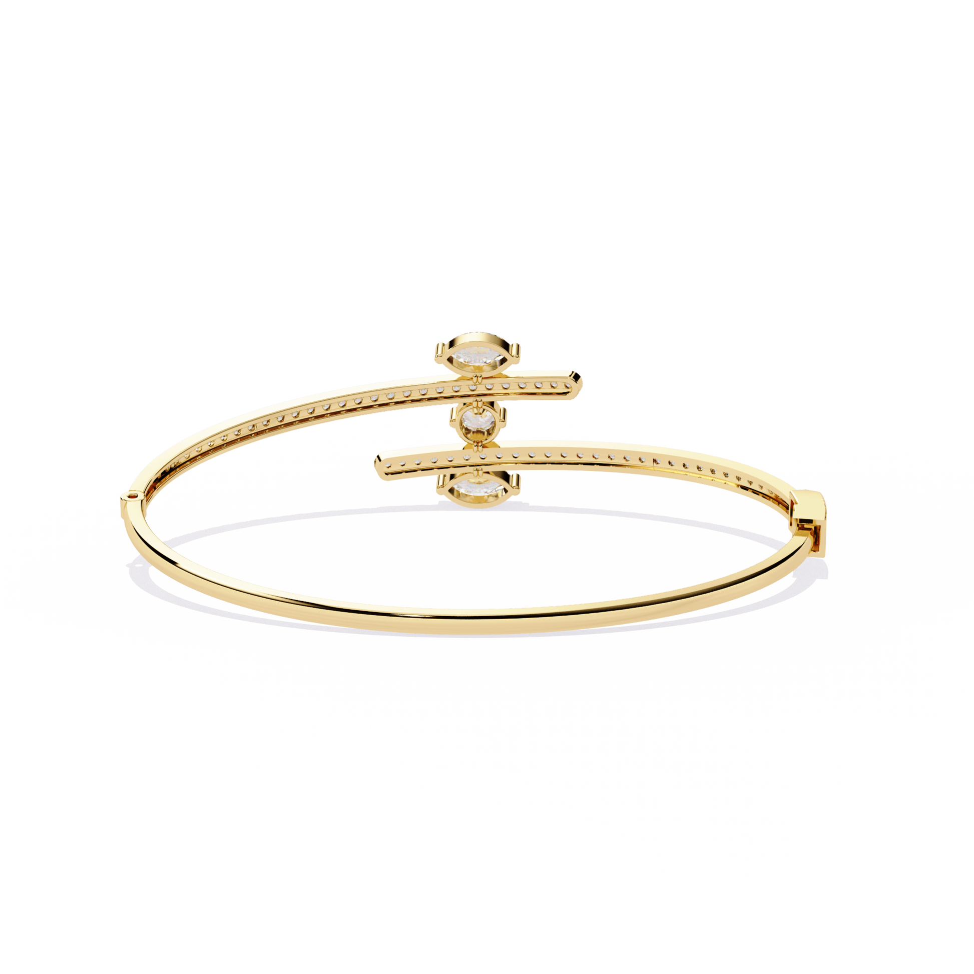 Carat House Dubai Xenia diamond pavé bangle featuring marquise and round cut diamonds, elegant jewelry accessory.