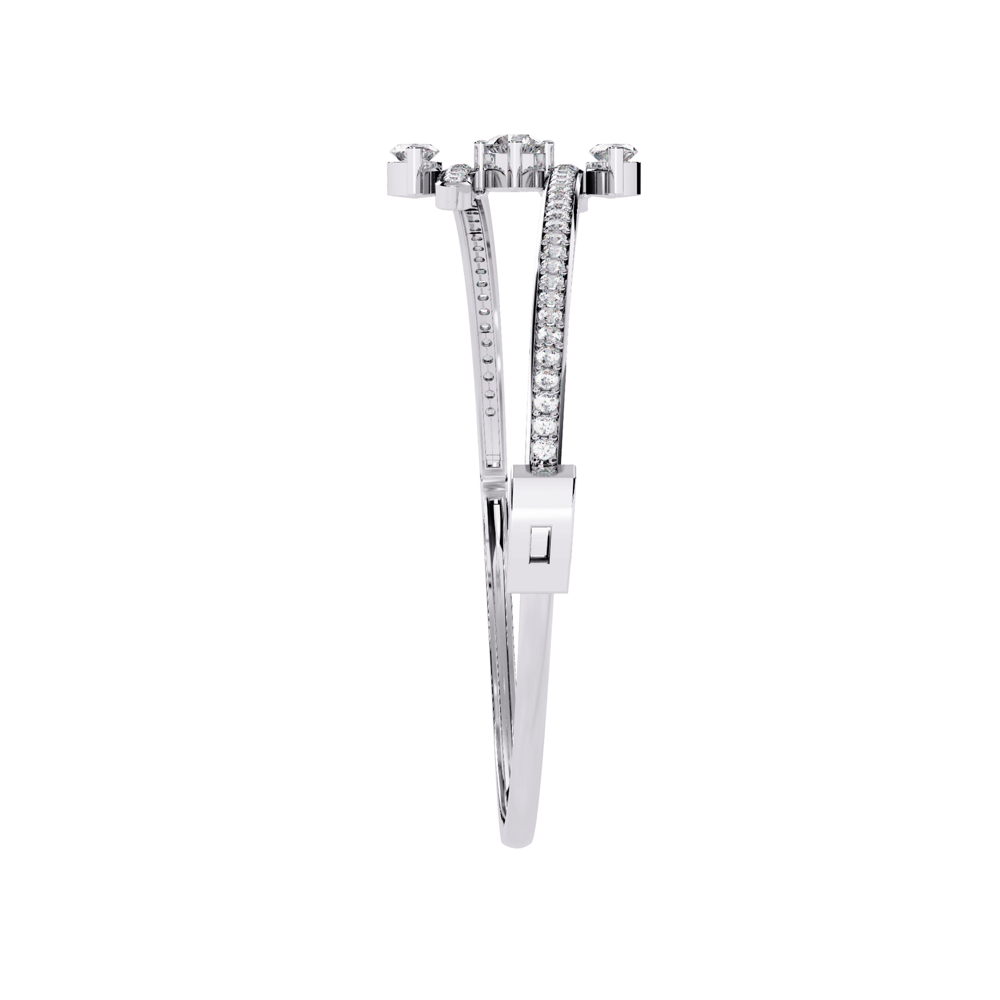 Carat House Dubai Xenia diamond pavé bangle featuring marquise and round cut diamonds on sleek gold band.