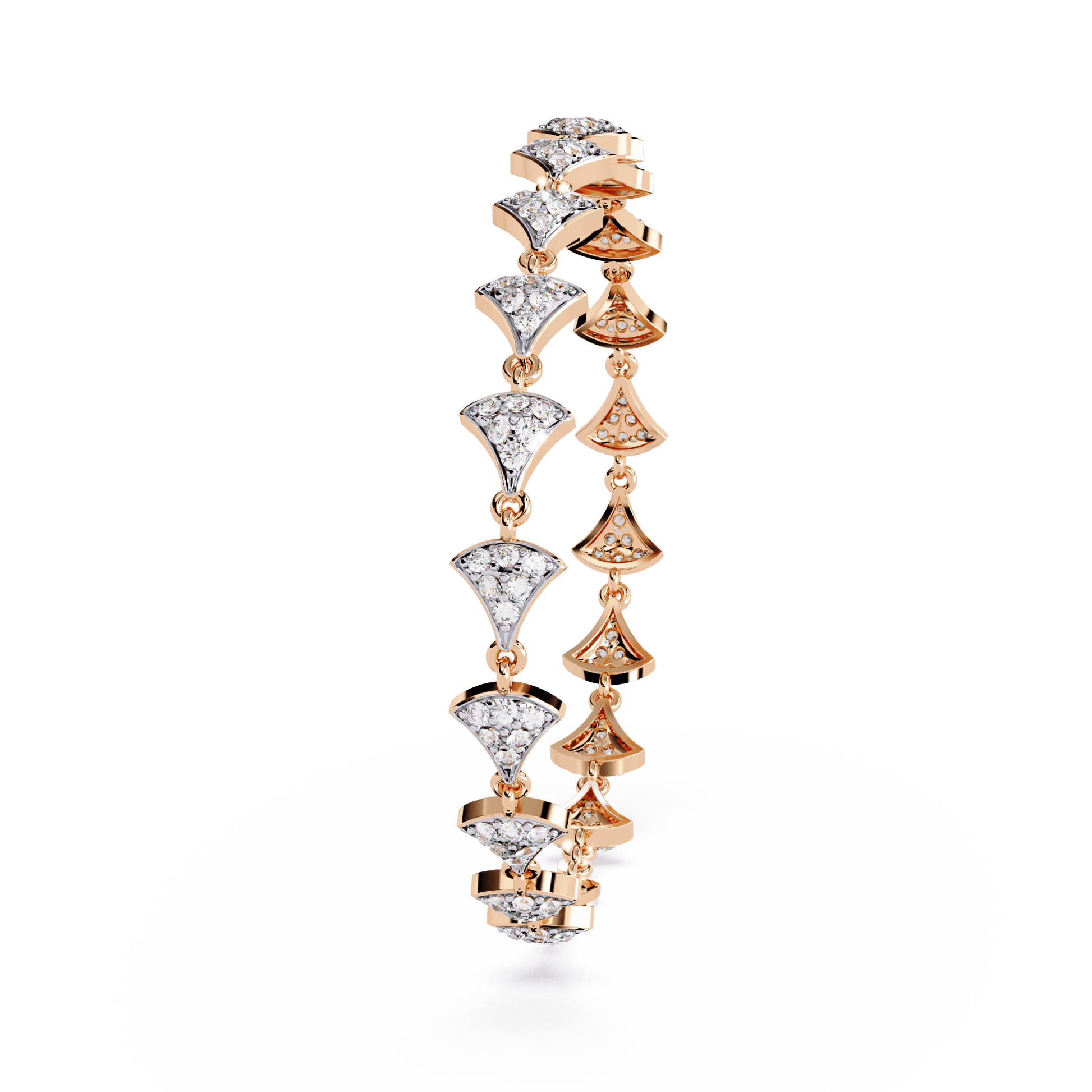 Trynette Pavé Petal Diamond Bracelet by Carat House Dubai featuring sparkling diamond petals on a delicate silver chain.
