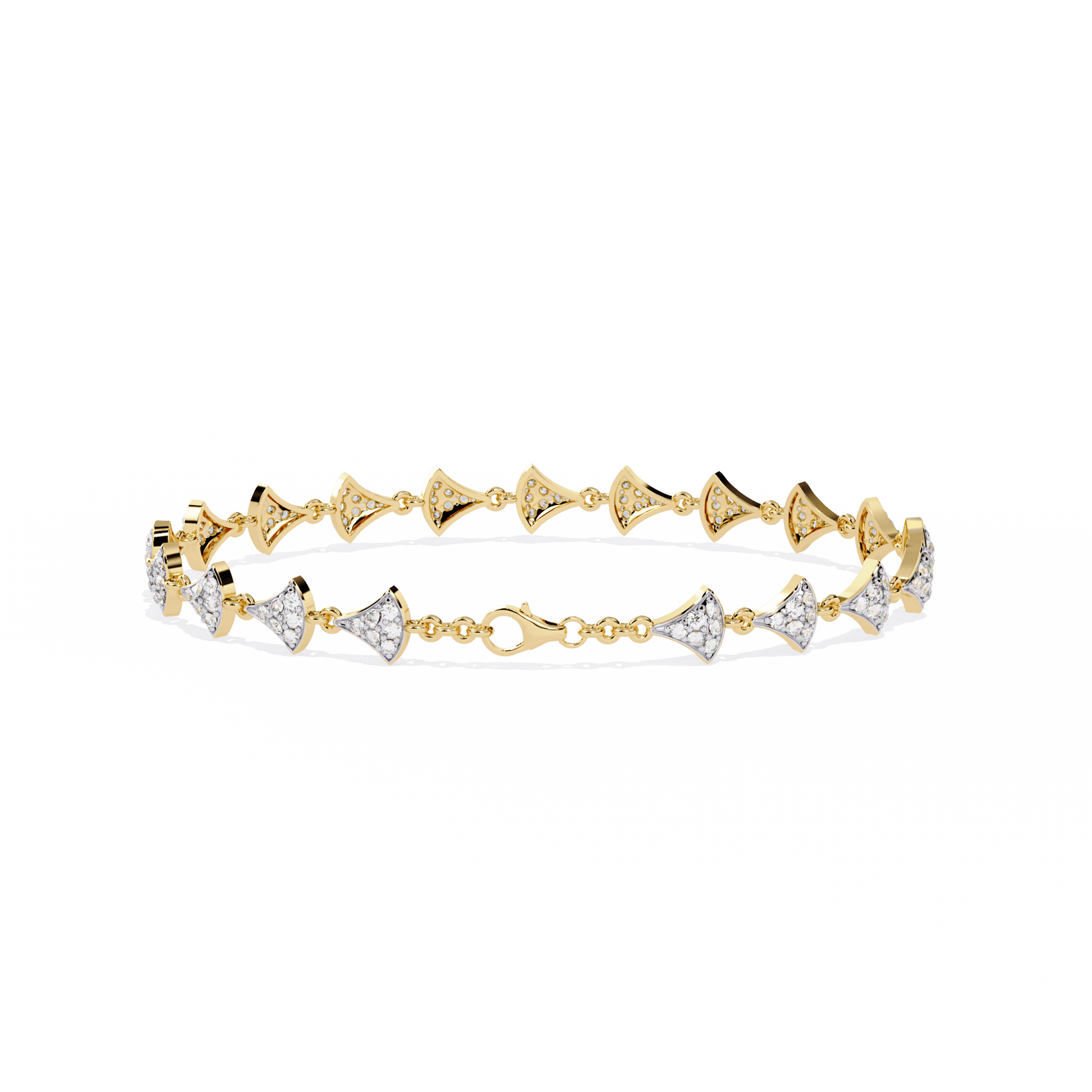 Trynette Pavé Petal Diamond Bracelet by Carat House Dubai, close-up of elegant diamond bracelet with petal design and sparkling pavé setting.
