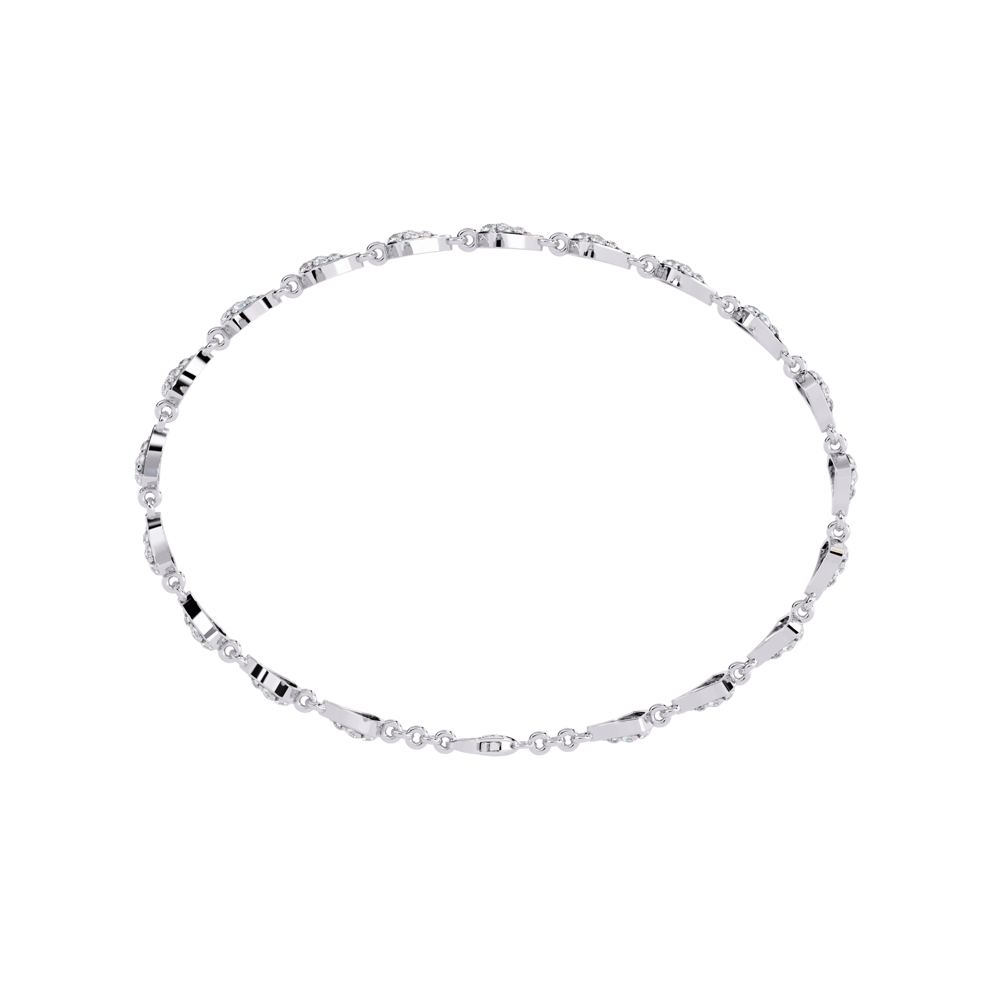 Trynette Pavé Petal Diamond Bracelet by Carat House Dubai, close-up of sparkling diamond-studded petal design on elegant bracelet.