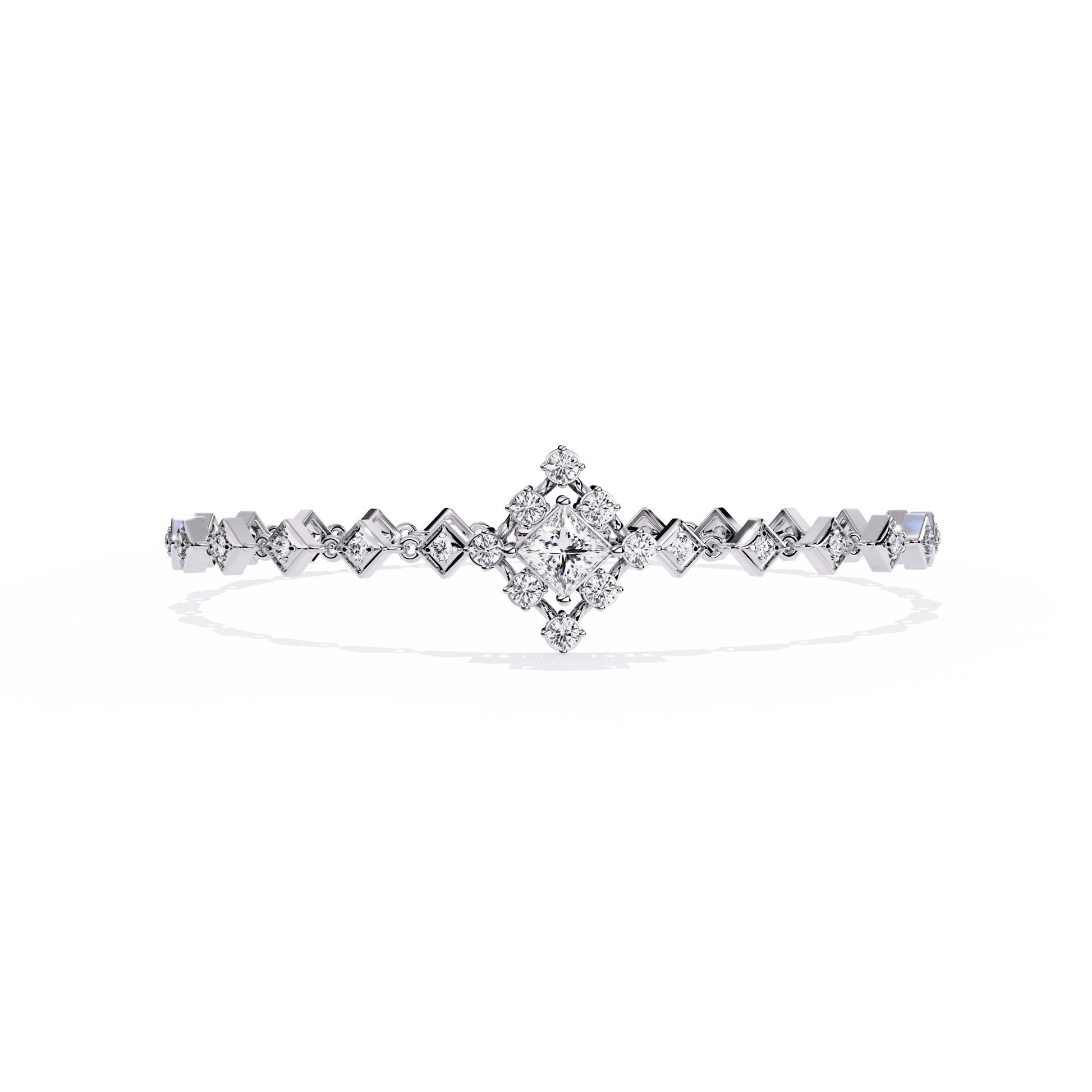 Yvonne – Princess-Cut Diamond Bracelet — diamond bracelet — lab grown diamond and natural diamond — 18k white gold — Carat House