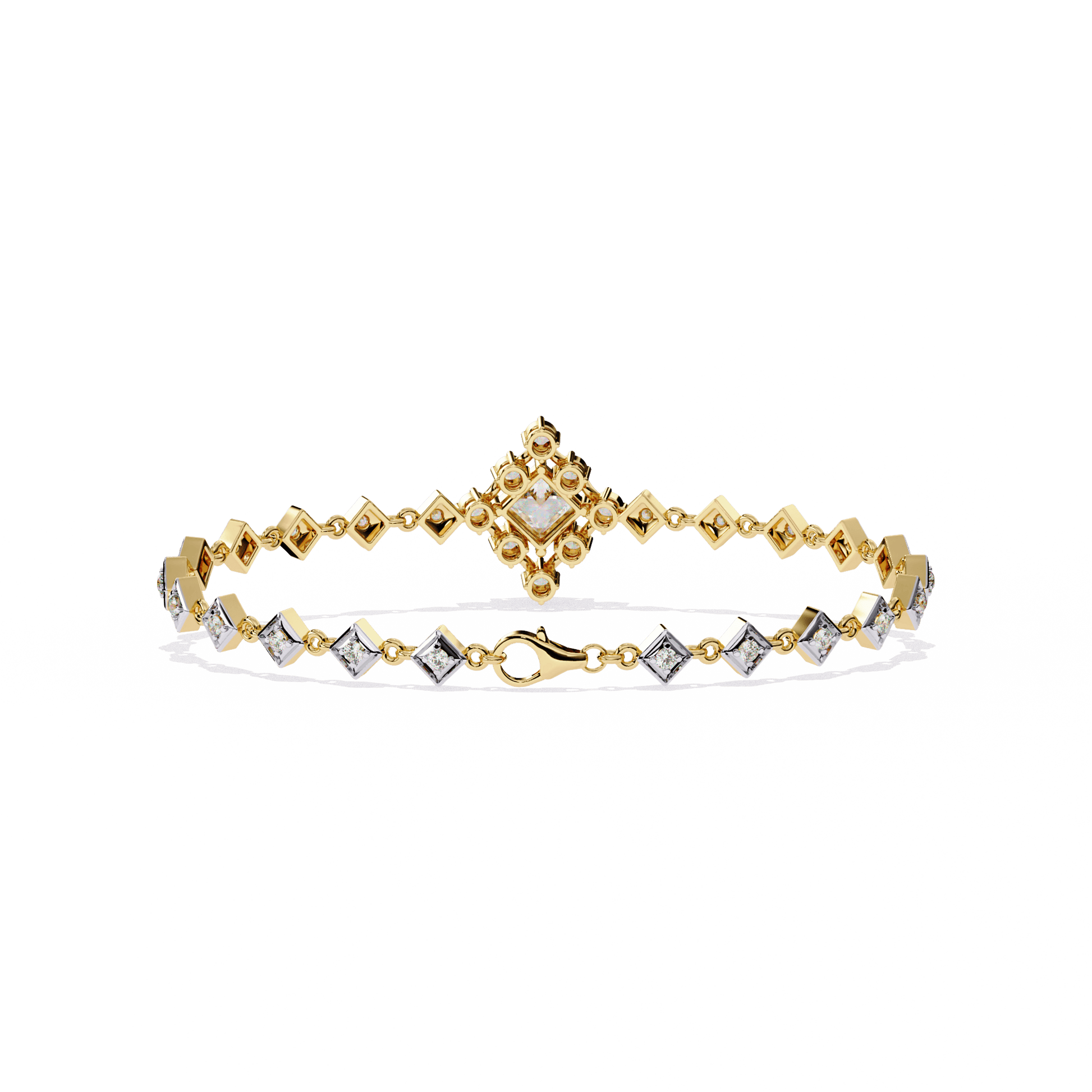 Yvonne Princess-Cut Diamond Bracelet by Carat House Dubai featuring sparkling diamonds and elegant design.