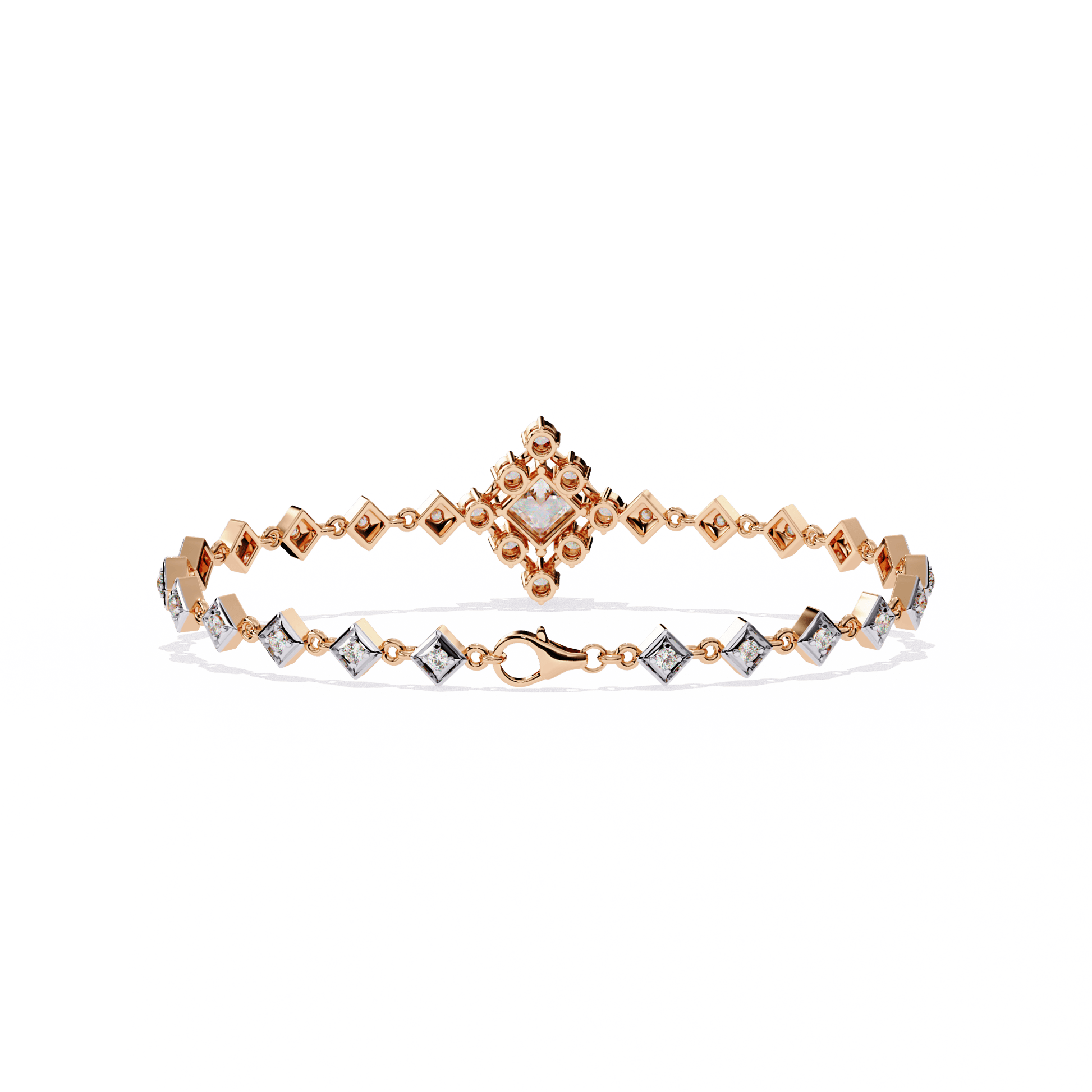 Yvonne Princess-Cut Diamond Bracelet by Carat House Dubai, showcasing a elegant diamond bracelet with princess-cut stones.
