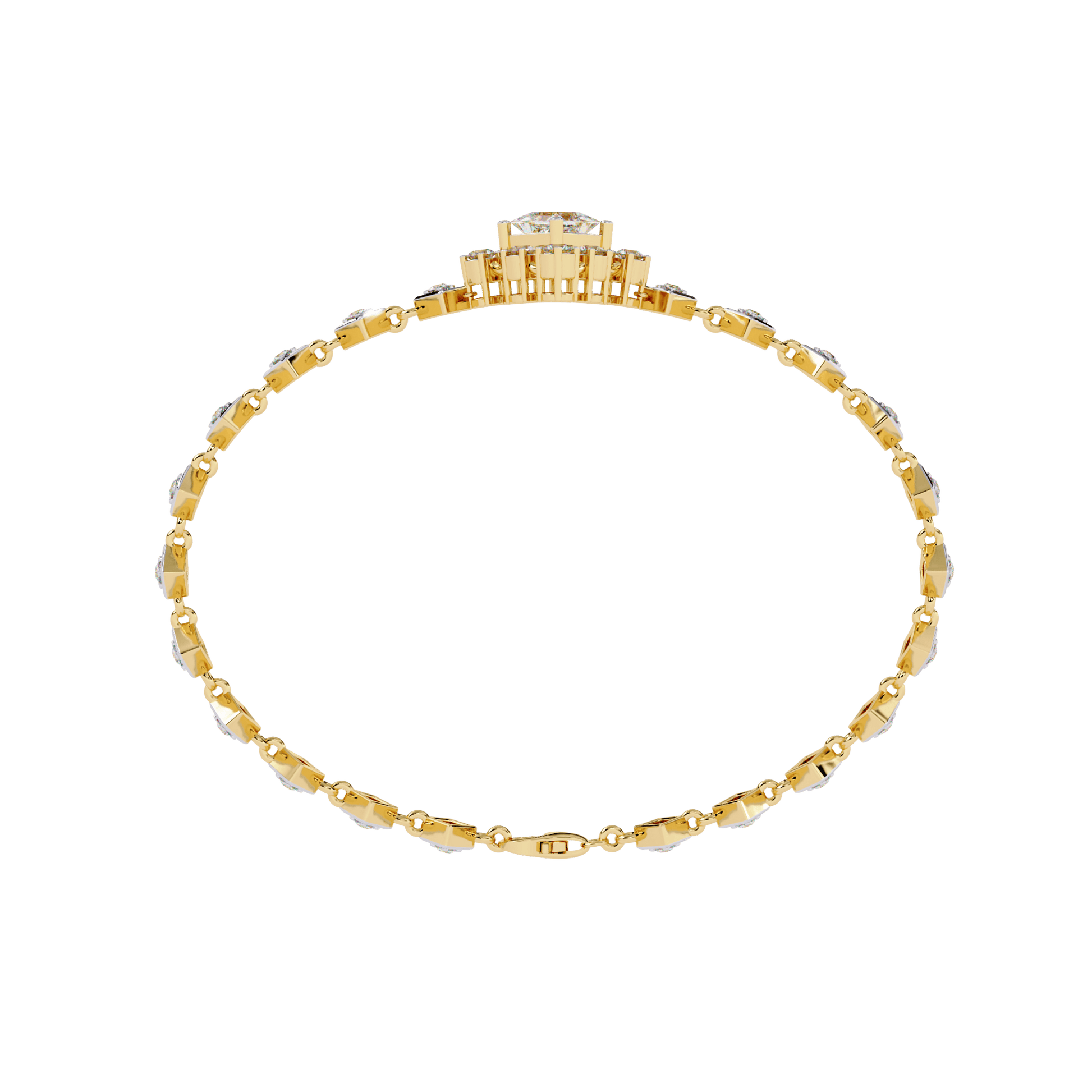 Yvonne princess-cut diamond bracelet by Carat House Dubai featuring sparkling diamonds on a sleek silver band.