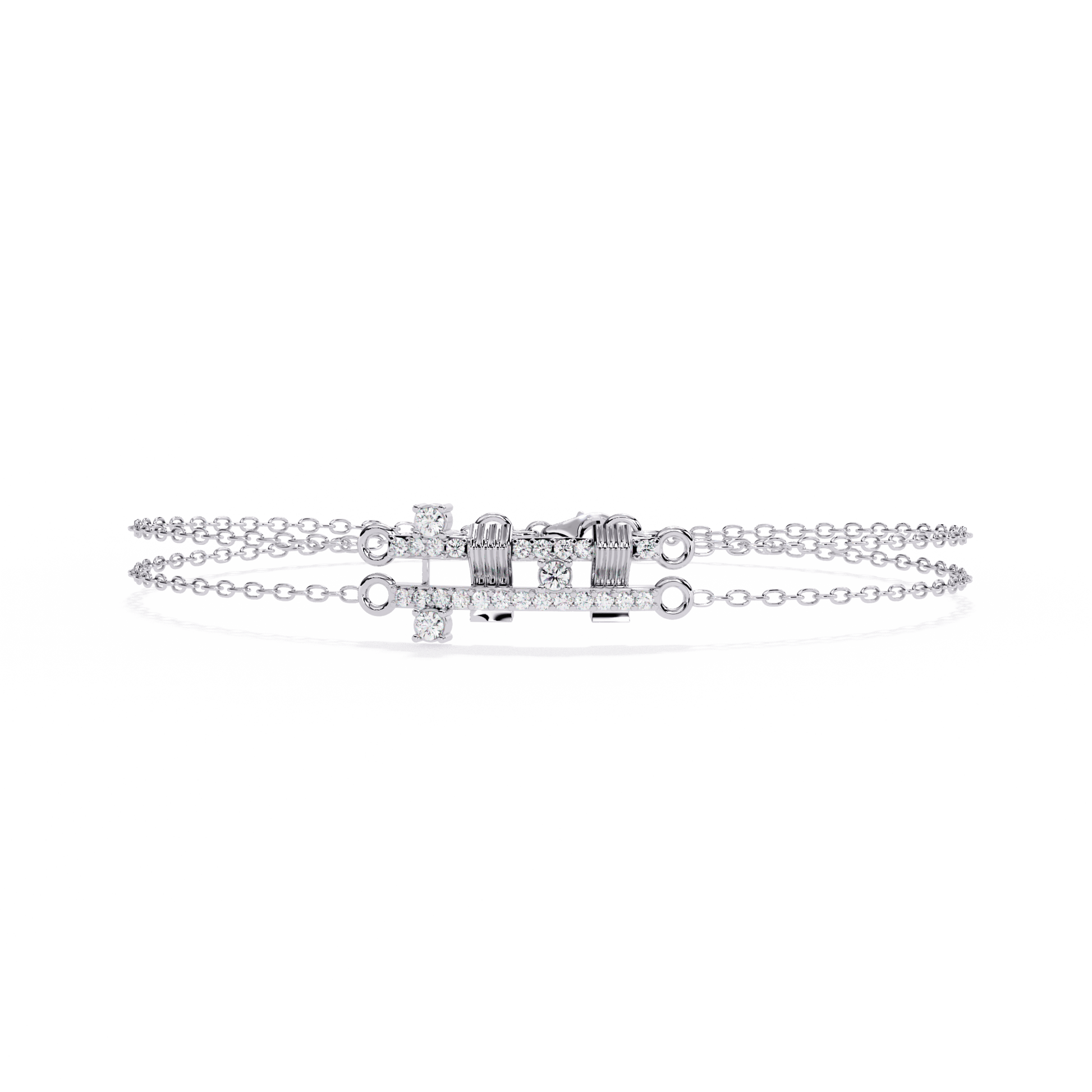 Whitney - Diamond Double Chain Bracelet — diamond bracelet — lab grown diamond and natural diamond — 18k white gold — Carat House
