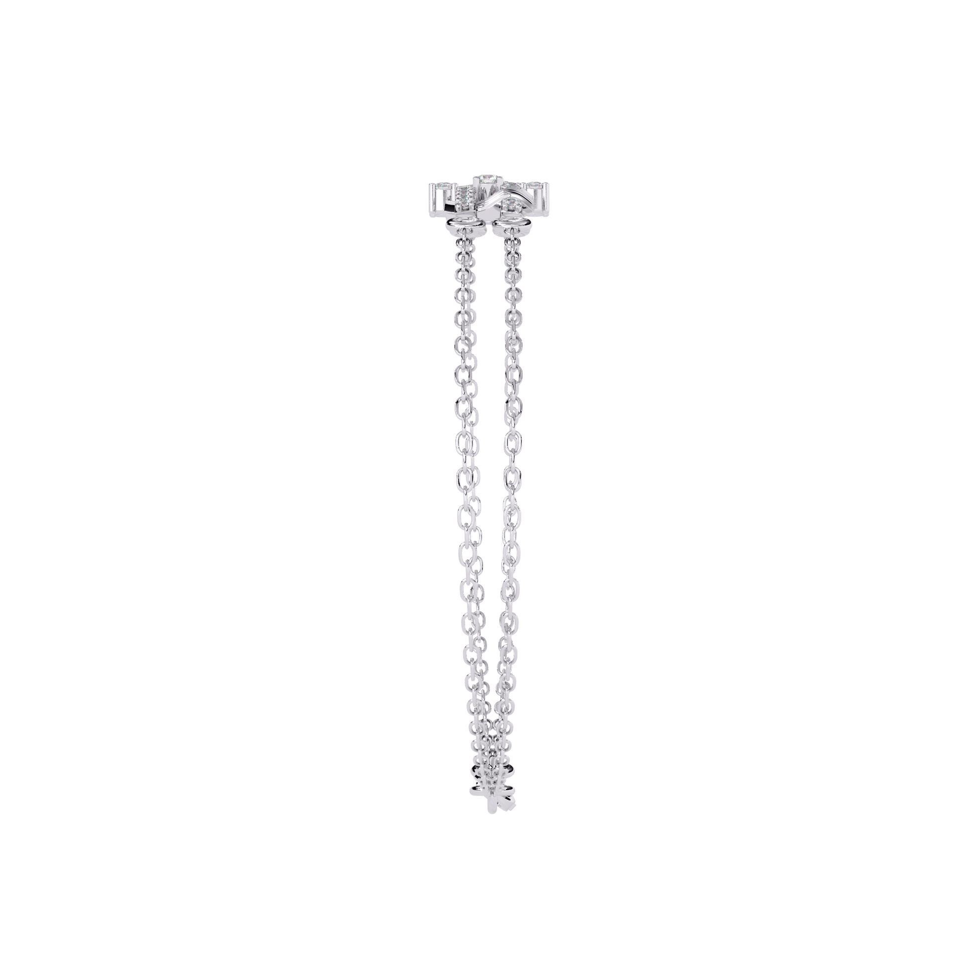 Diamond double chain bracelet from Carat House Dubai featuring elegant, sparkling design with two intertwined chains.