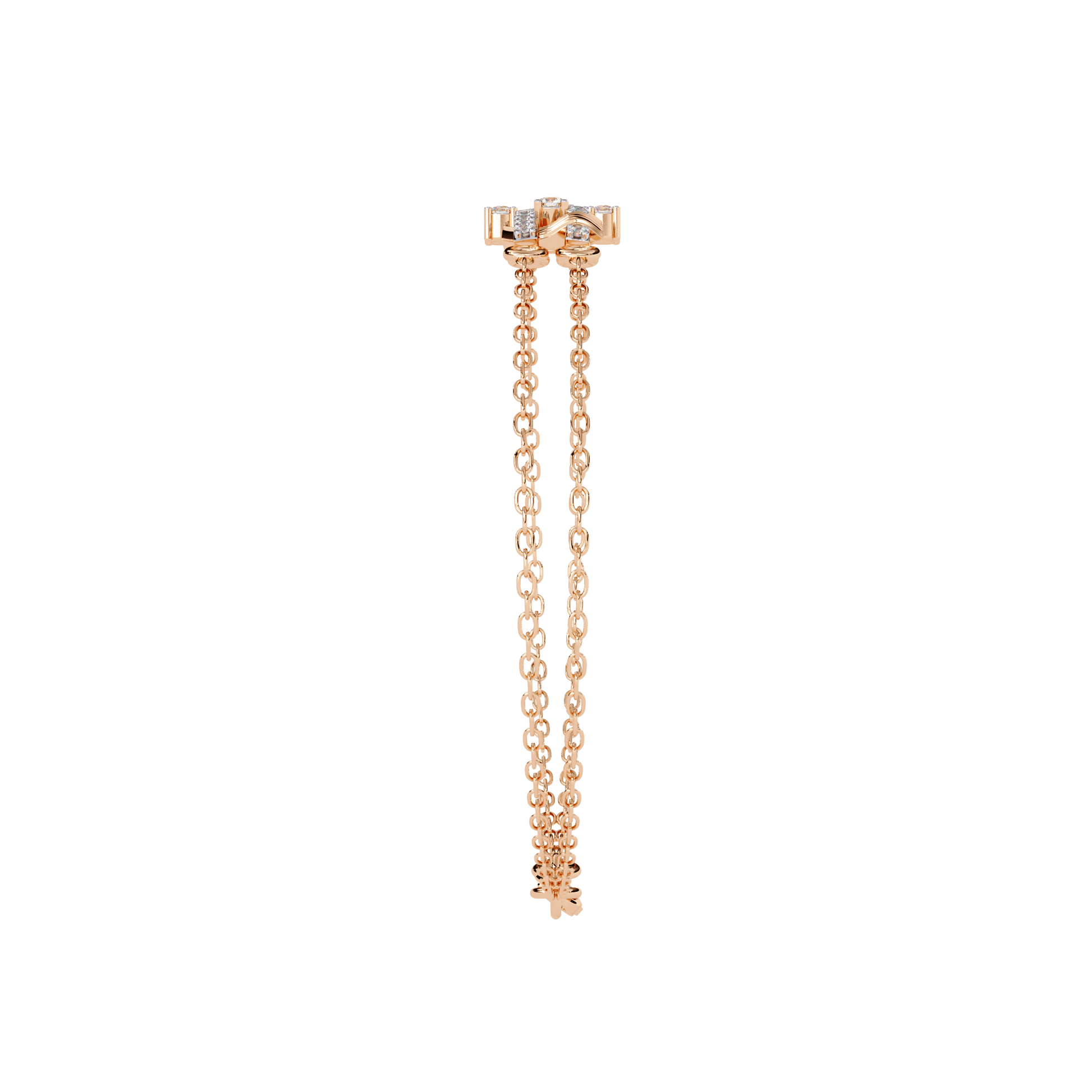 Carat House Dubai Whitney diamond double chain bracelet with sparkling diamonds and elegant design, close-up view of the jewelry.