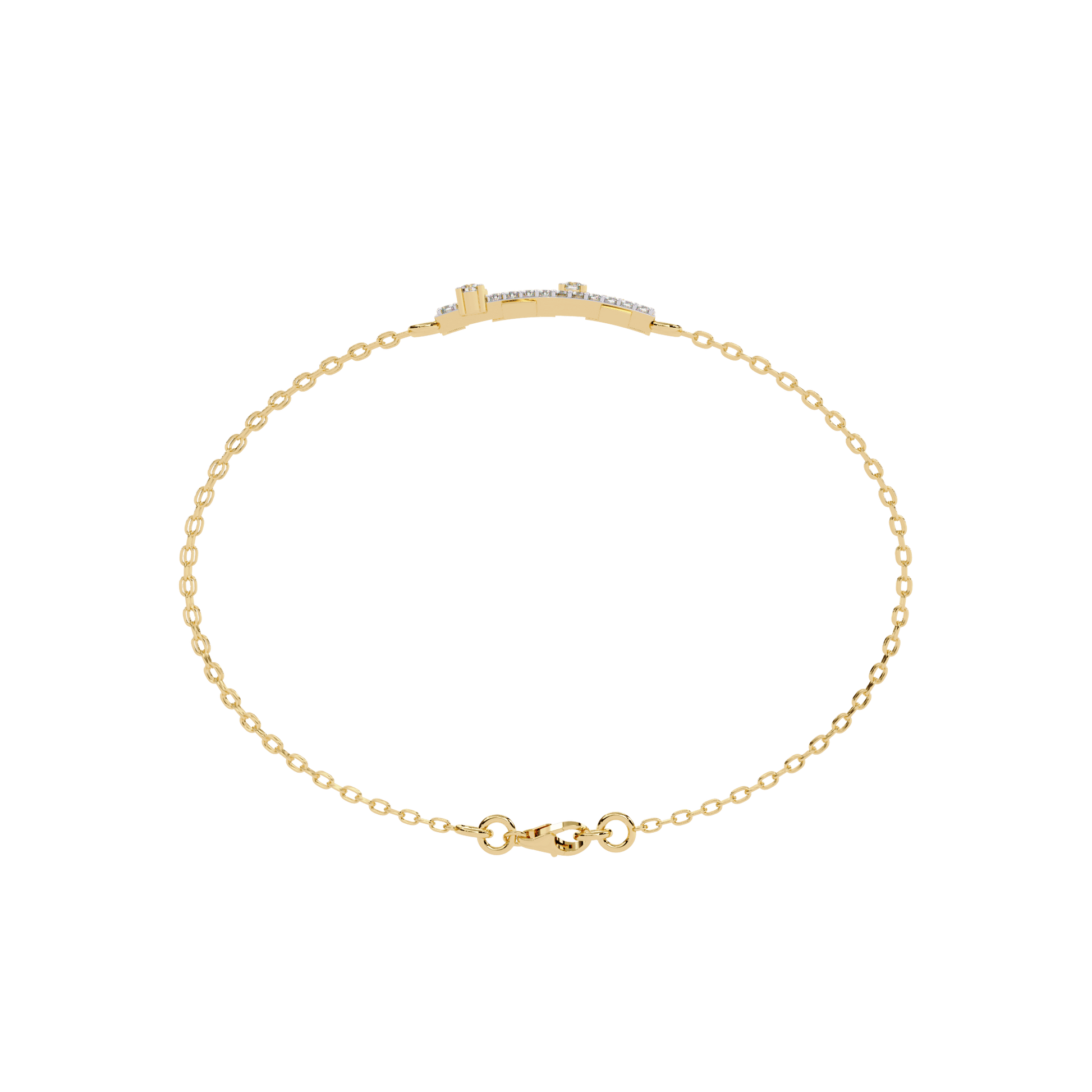 Diamond double chain bracelet from Carat House Dubai's Whitney collection, featuring sparkling diamonds on a sleek silver bracelet.