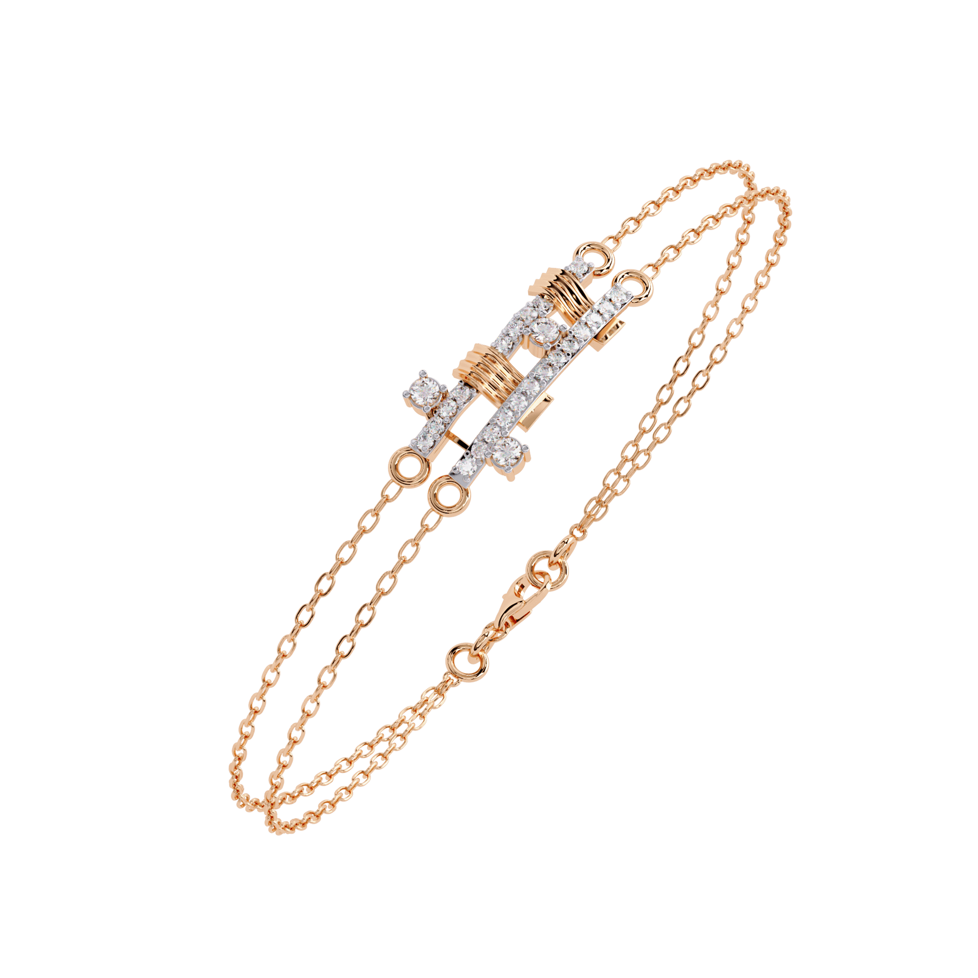 Carat House Dubai Whitney diamond double chain bracelet featuring sparkling diamonds and intricate metalwork.