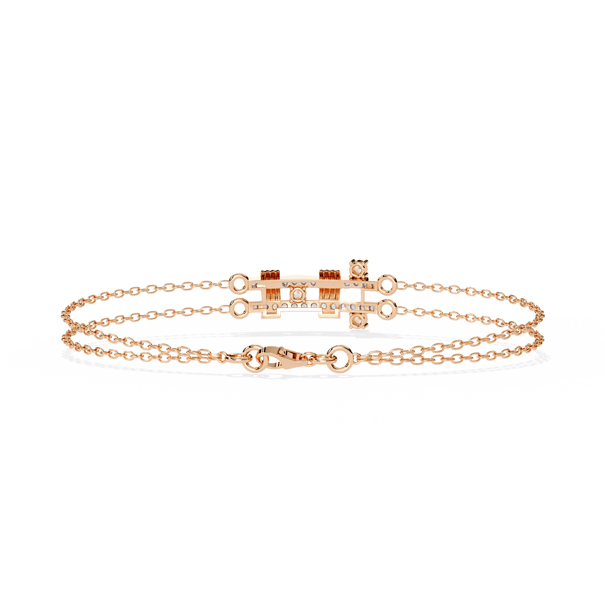 Diamond double chain bracelet from Carat House Dubai's Whitney collection, featuring elegant, sparkling diamond links.