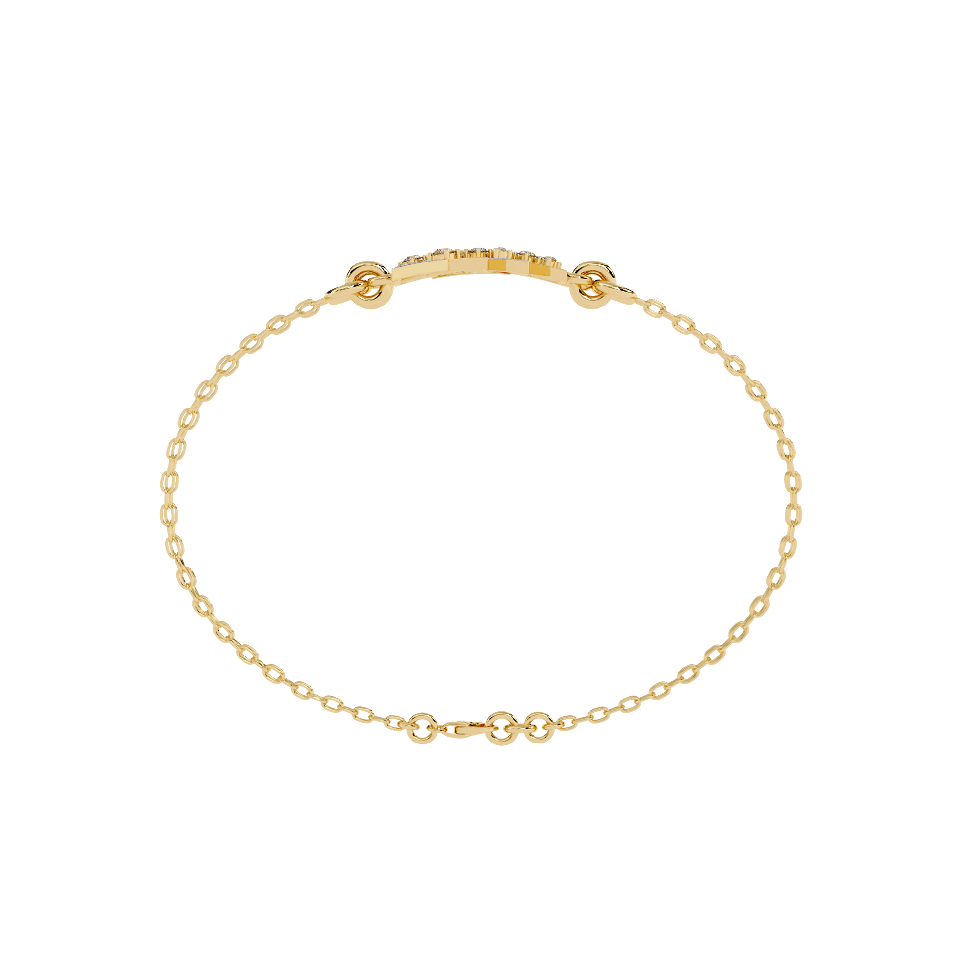Yesenia double chain bracelet by Carat House Dubai featuring geometric pavé motifs in silver-tone metal.