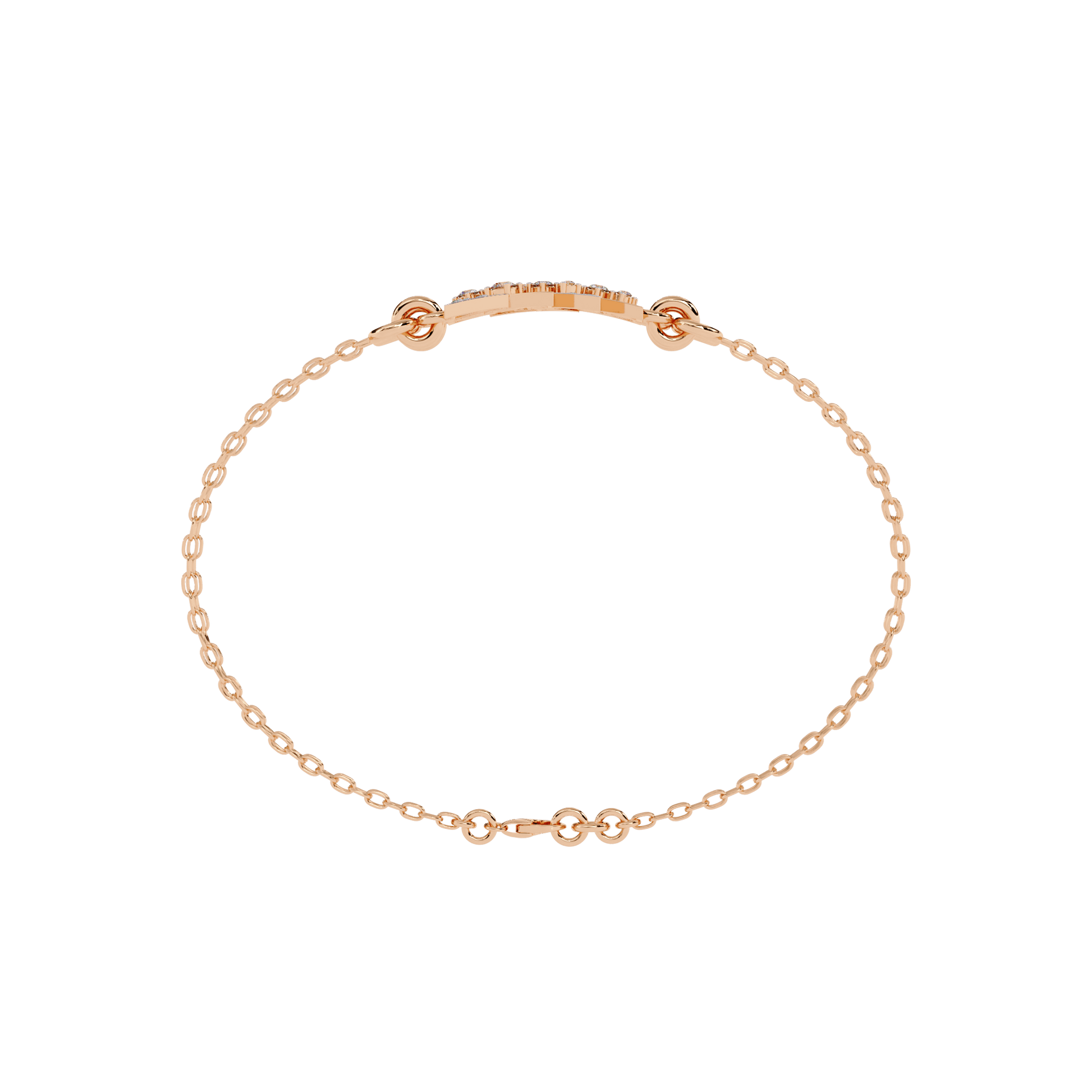 Yesenia double chain bracelet with geometric pavé motifs by Carat House Dubai, featuring intricate design and sparkling accents.