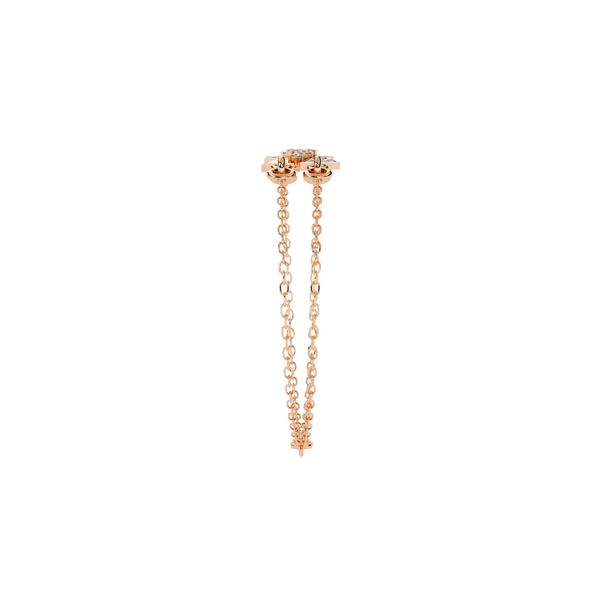 Yesenia double chain bracelet by Carat House Dubai featuring geometric pavé motifs and intricate chain details.