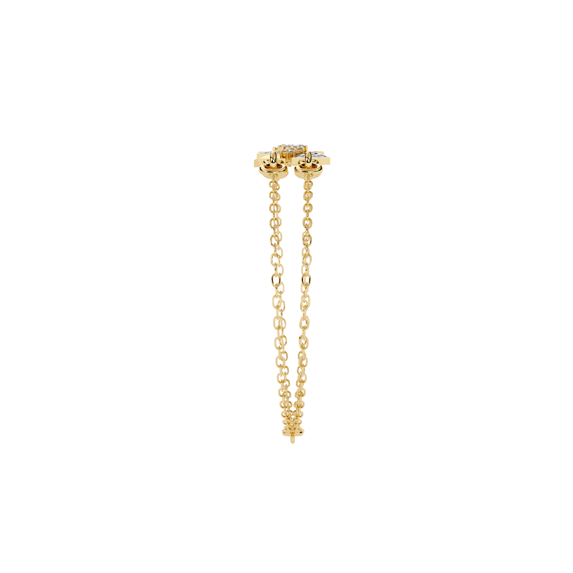 Yesenia double chain bracelet by Carat House Dubai featuring geometric pavé motifs in gold-tone metal.