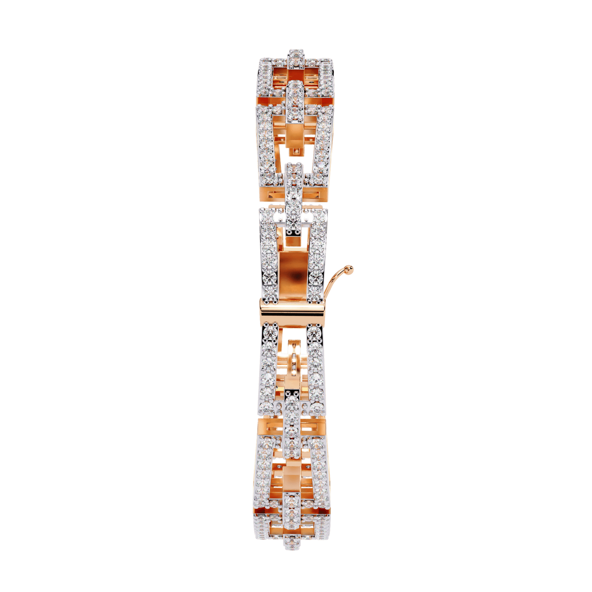 Gold Virginia Artisanal Pavé Link Bangle by Carat House Dubai, featuring intricate pavé design and elegant link style in a close-up shot.