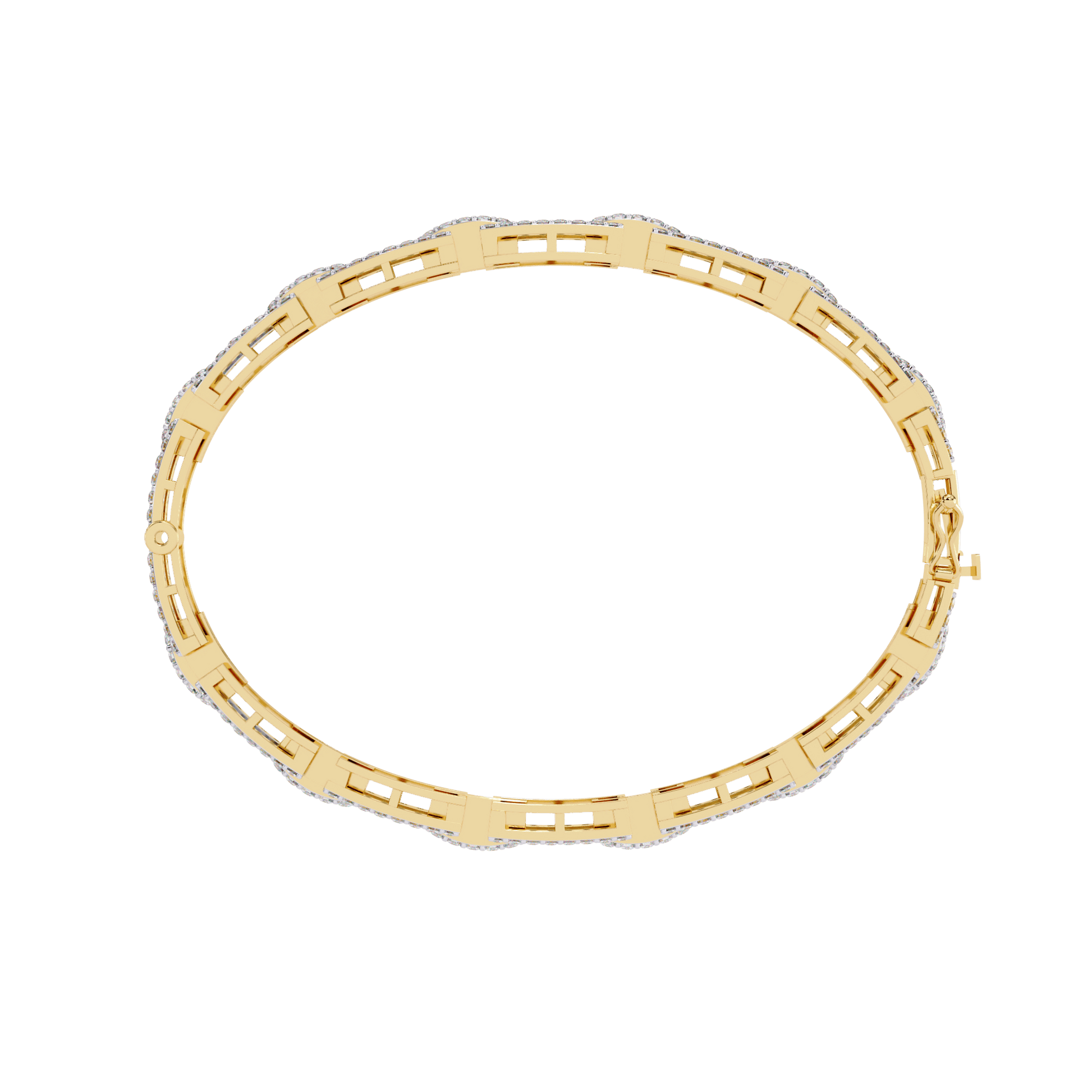 Virginia Artisanal Pavé Link Bangle by Carat House Dubai with intricate pavé detailing and elegant gold finish.