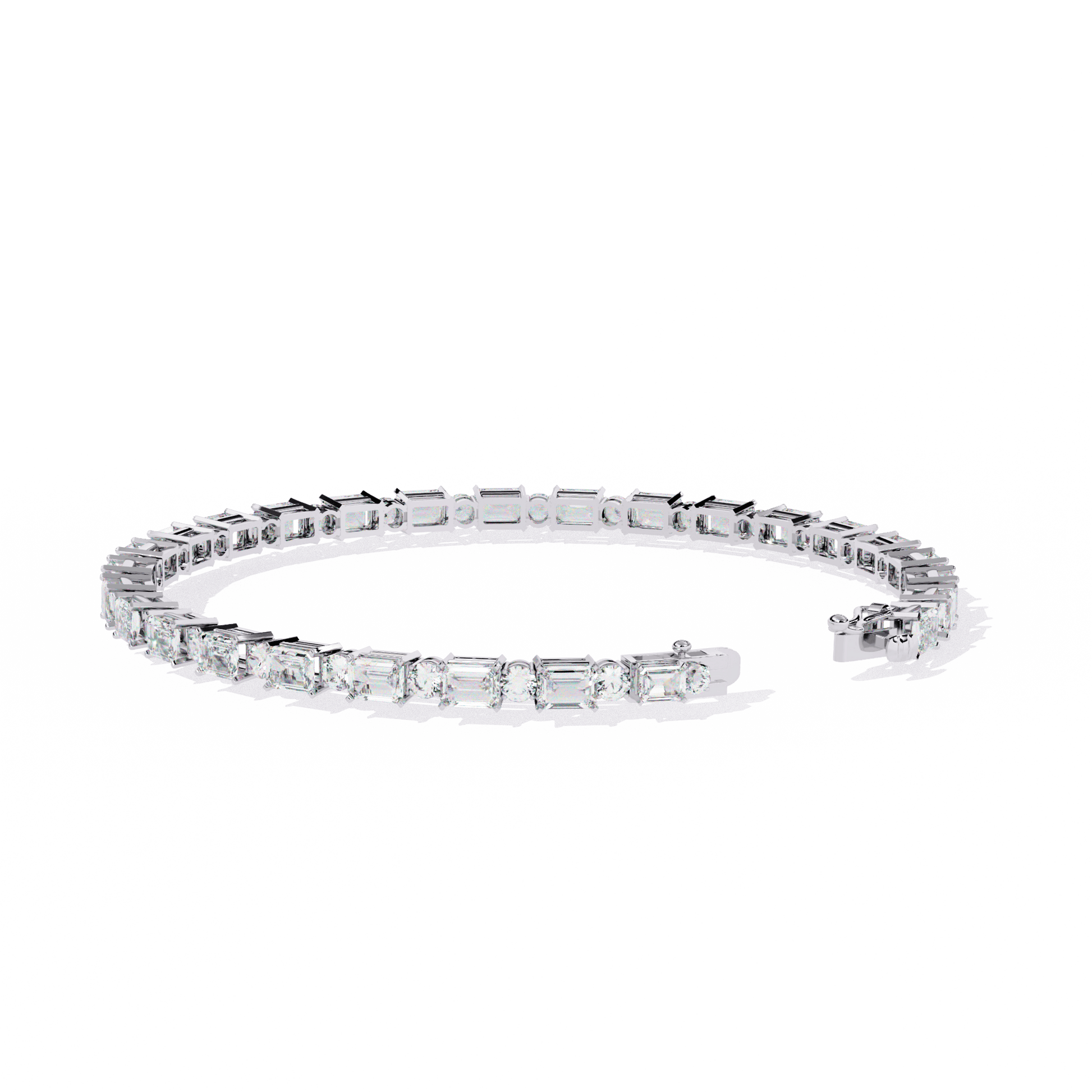 Zola – Alternating Emerald and Round Diamond Tennis Bangle — diamond tennis bracelet — lab grown diamond — 18k white gold — Carat House