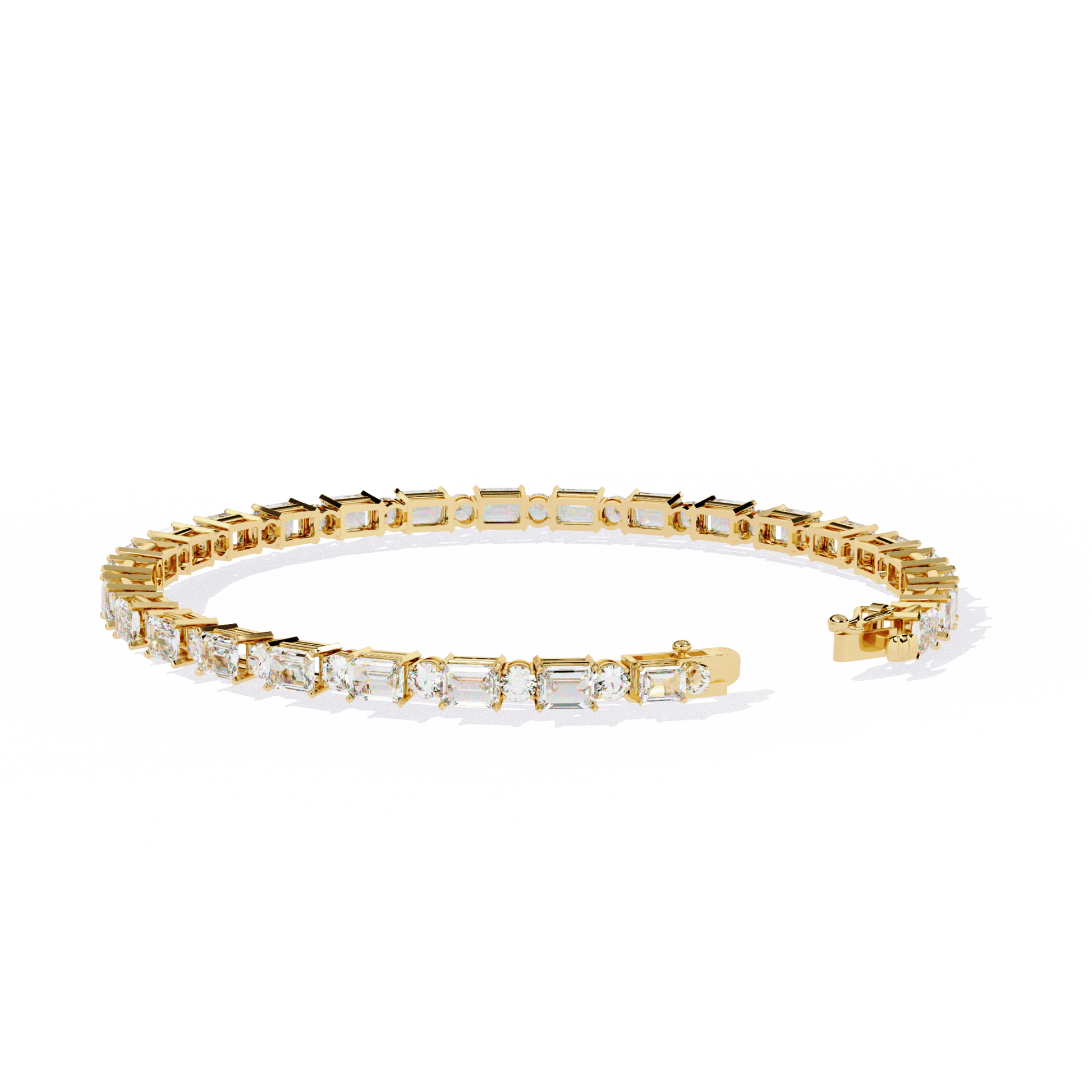 Carat House Dubai Zola emerald and round diamond tennis bangle with alternating gemstone design, elegant jewelry accessory