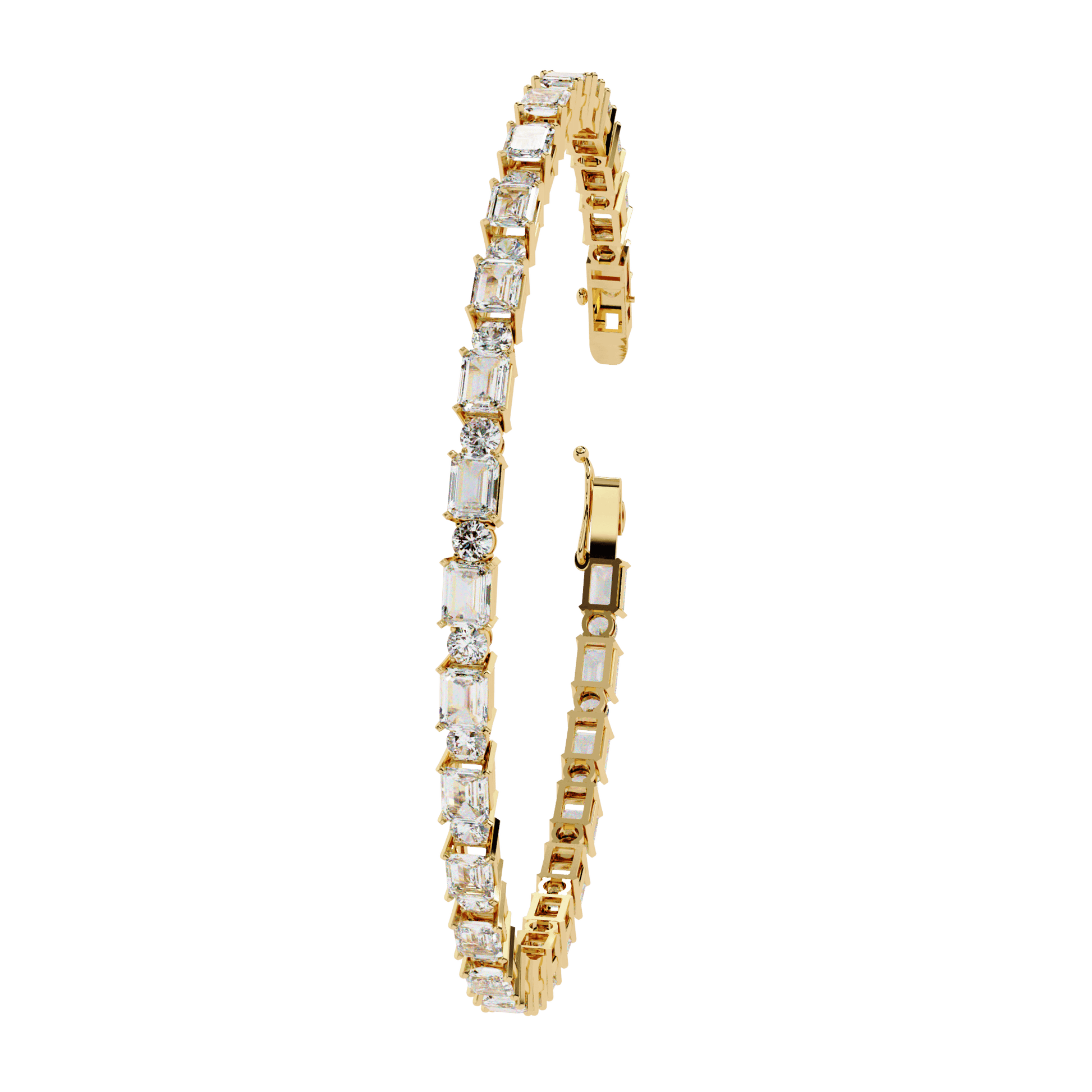 Carat House Dubai Zola tennis bangle with alternating emerald and round diamonds, elegant jewelry with vibrant gemstone accents.