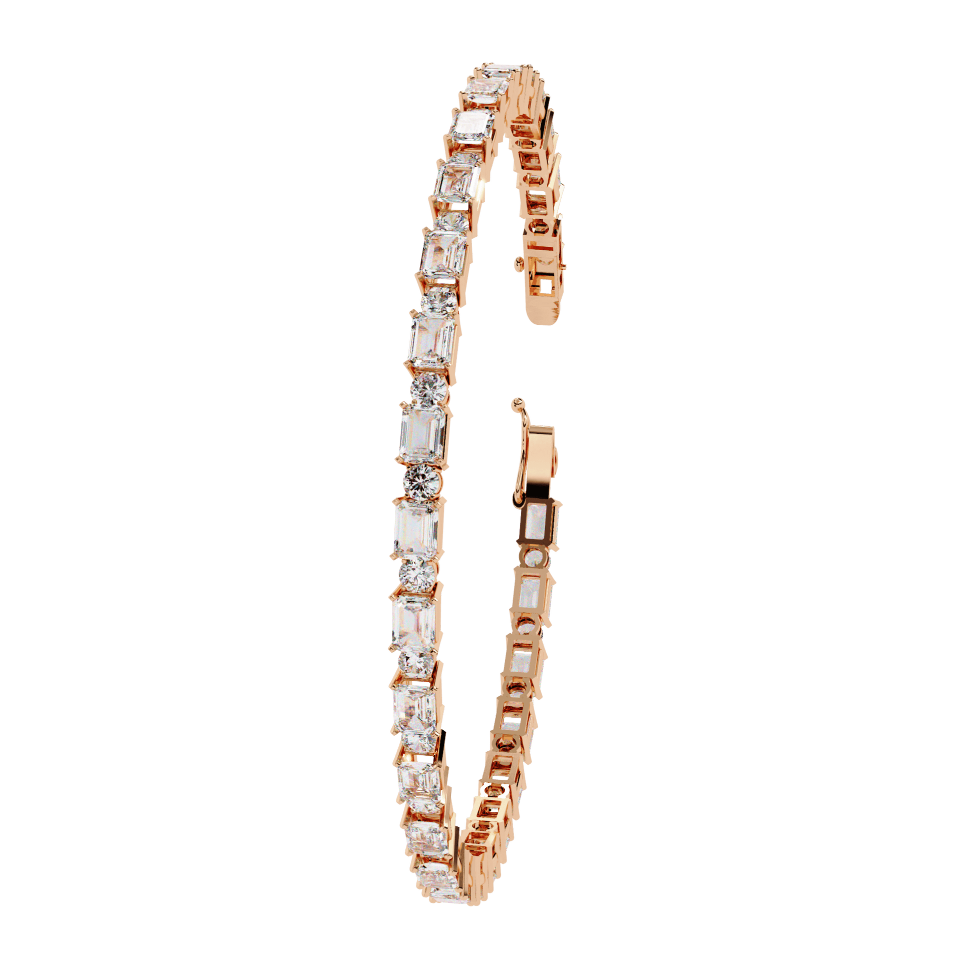 Carat House Dubai Zola emerald and round diamond tennis bangle with alternating stones, elegant jewelry accessory.