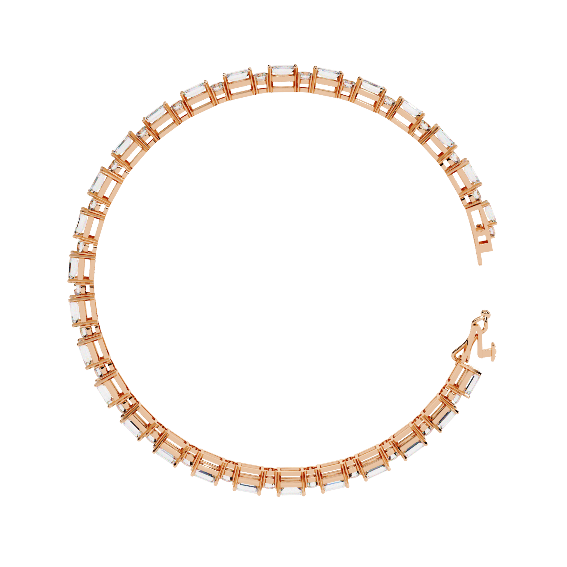 Emerald and round diamond tennis bangle by Carat House Dubai featuring alternating gemstone and diamond design.