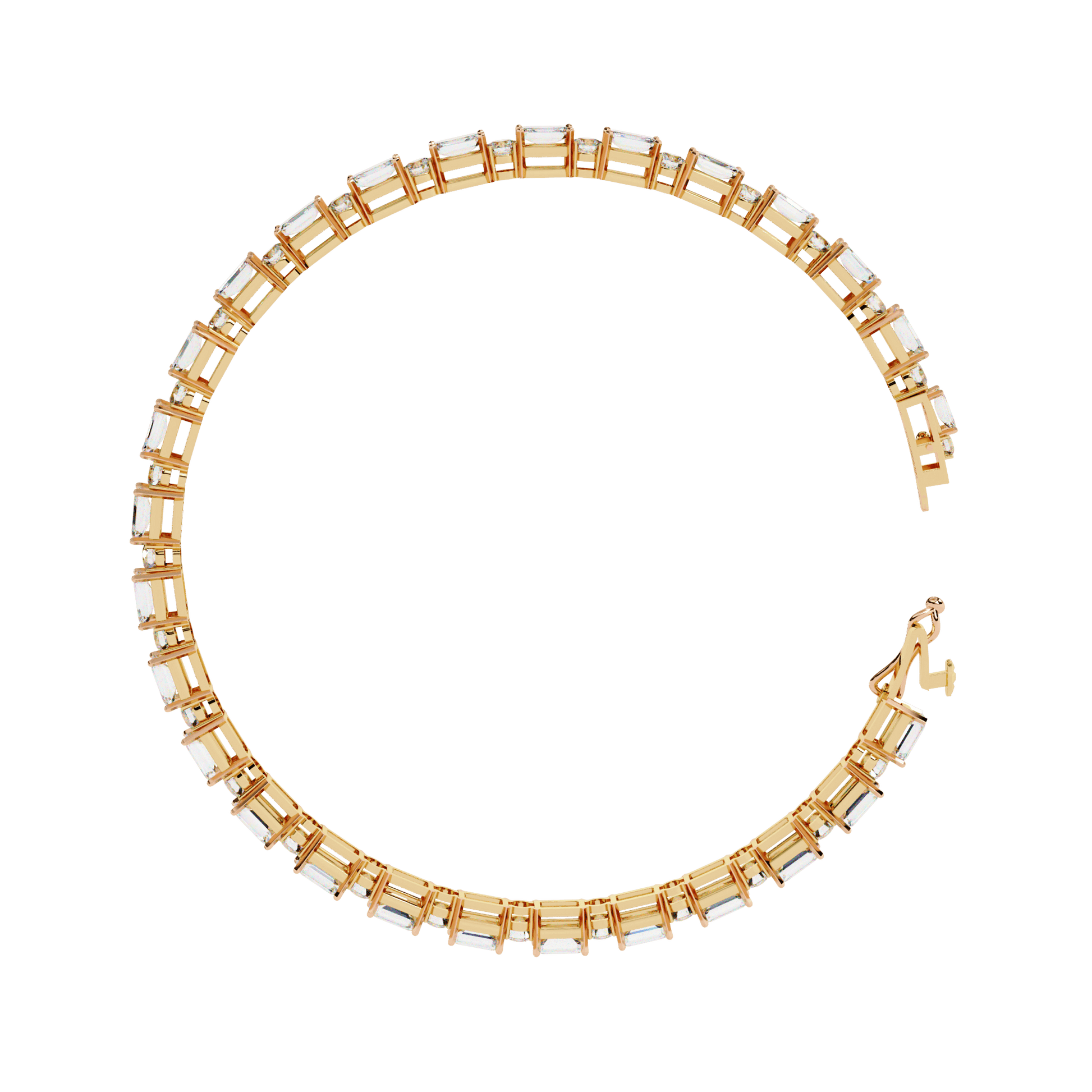 Carat House Dubai Zola emerald and round diamond tennis bangle with alternating stones, elegant jewelry design.