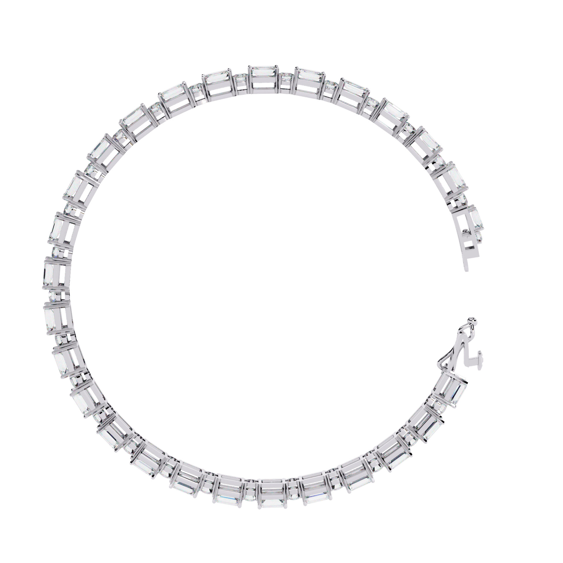 Carat House Dubai Zola emerald and round diamond tennis bangle showcasing alternating gemstone and diamond design with gold setting
