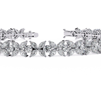 Valerie- Floral Inspired Marquise and Round Diamond Bangle