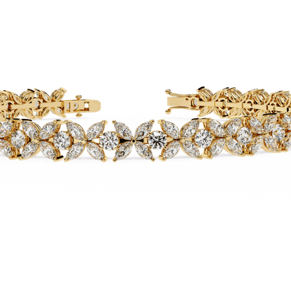 Valerie- Floral Inspired Marquise and Round Diamond Bangle