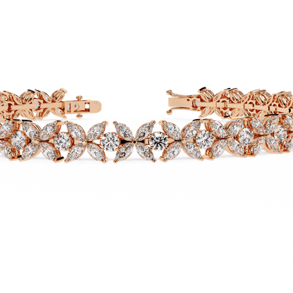 Valerie- Floral Inspired Marquise and Round Diamond Bangle