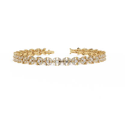 Valerie- Floral Inspired Marquise and Round Diamond Bangle
