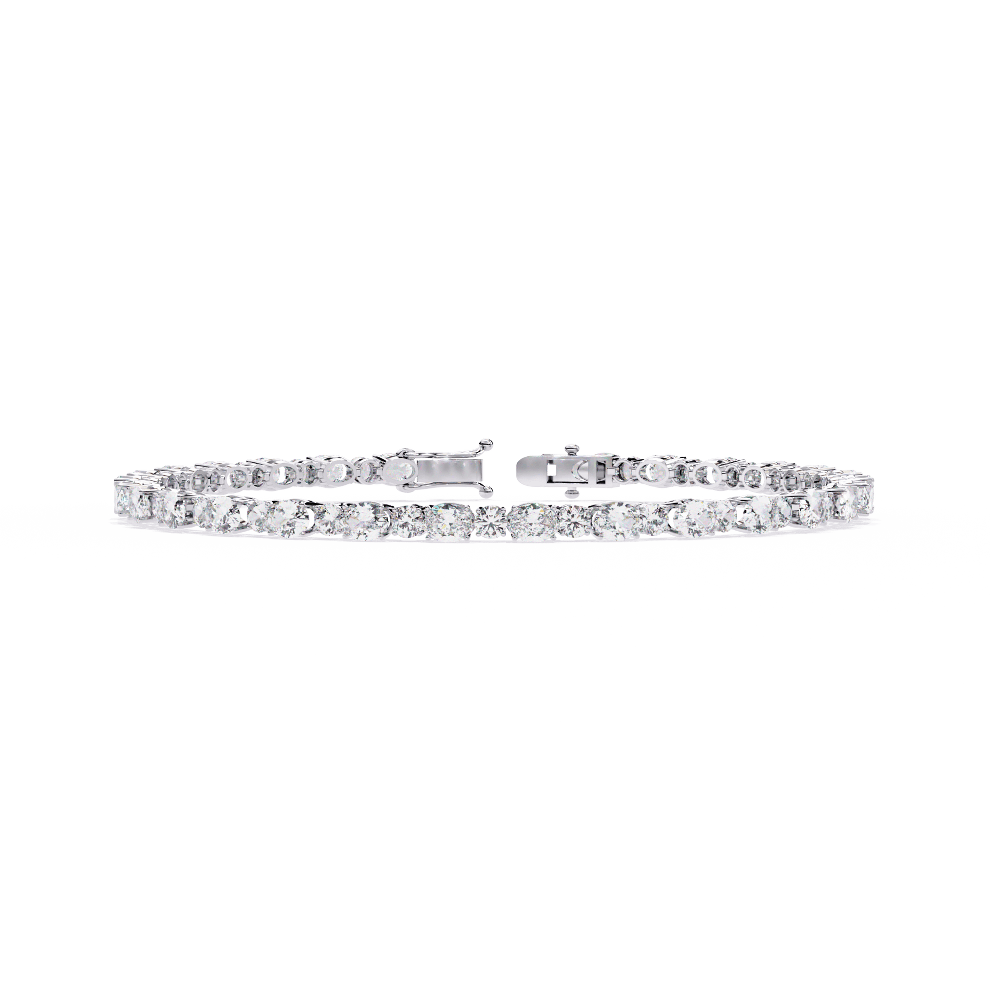 Simona – Oval & Round Diamond Tennis Bracelet — diamond tennis bracelet — lab grown diamond and natural diamond — 18k white gold — Carat House