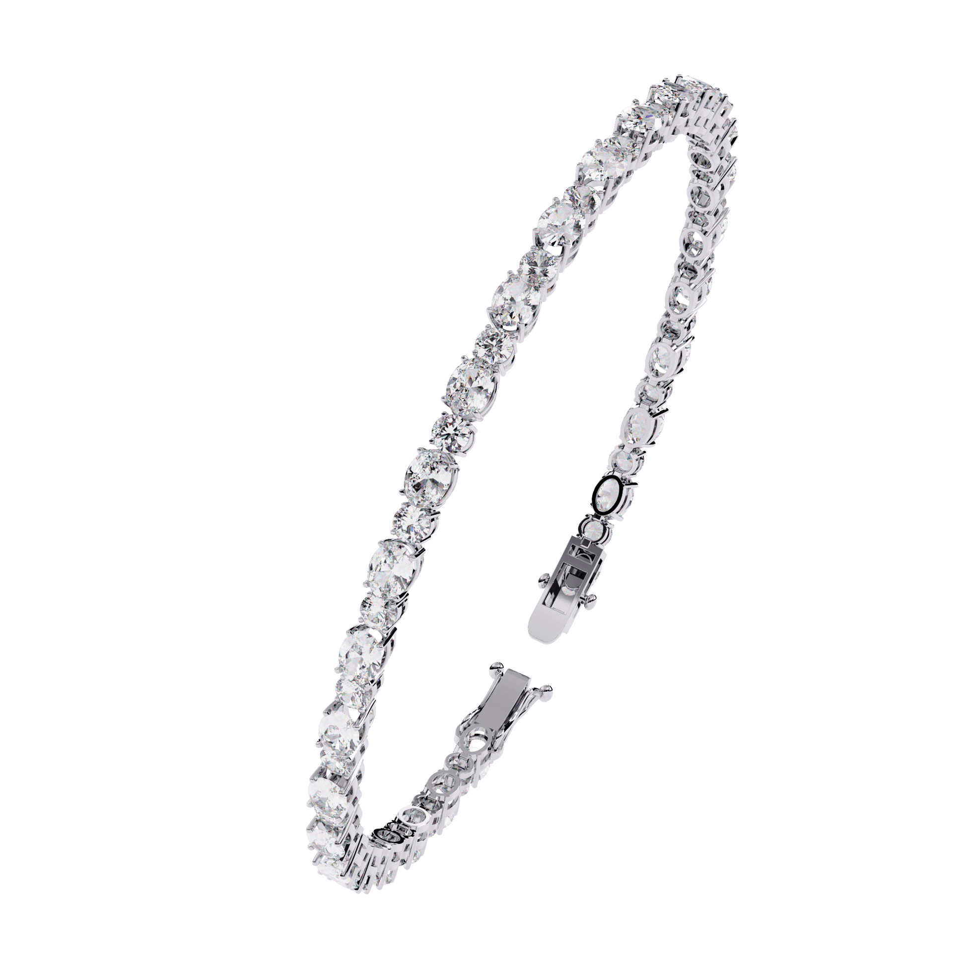 Simona diamond tennis bracelet featuring oval and round diamonds, crafted by Carat House Dubai. Elegant jewelry accessory.