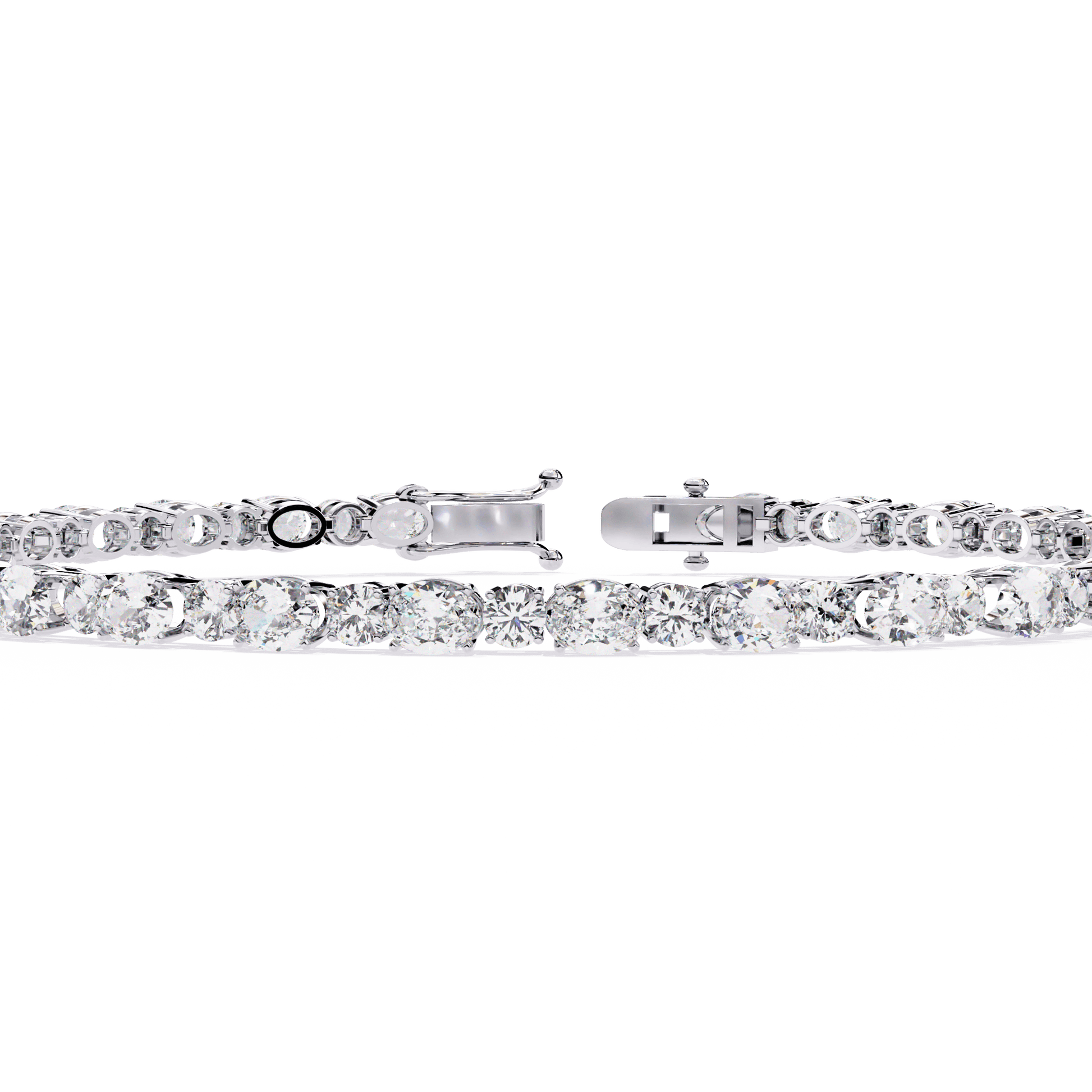 Simona diamond tennis bracelet with oval and round-cut diamonds, crafted by Carat House Dubai, showcasing elegant jewelry design.
