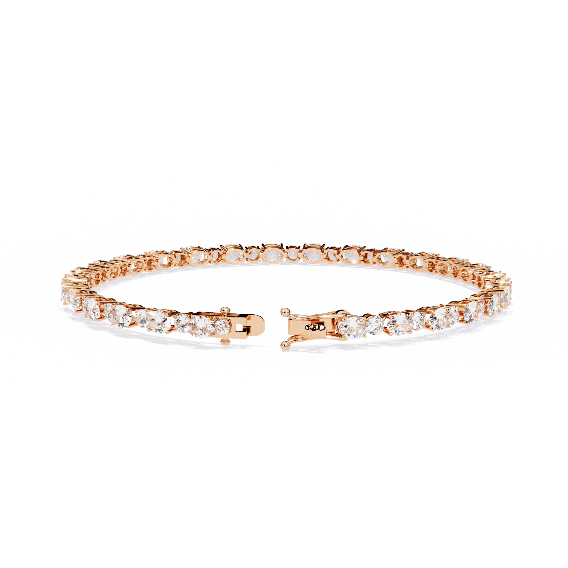 Simona oval and round diamond tennis bracelet by Carat House Dubai featuring sparkling diamond accents on a delicate metal chain.