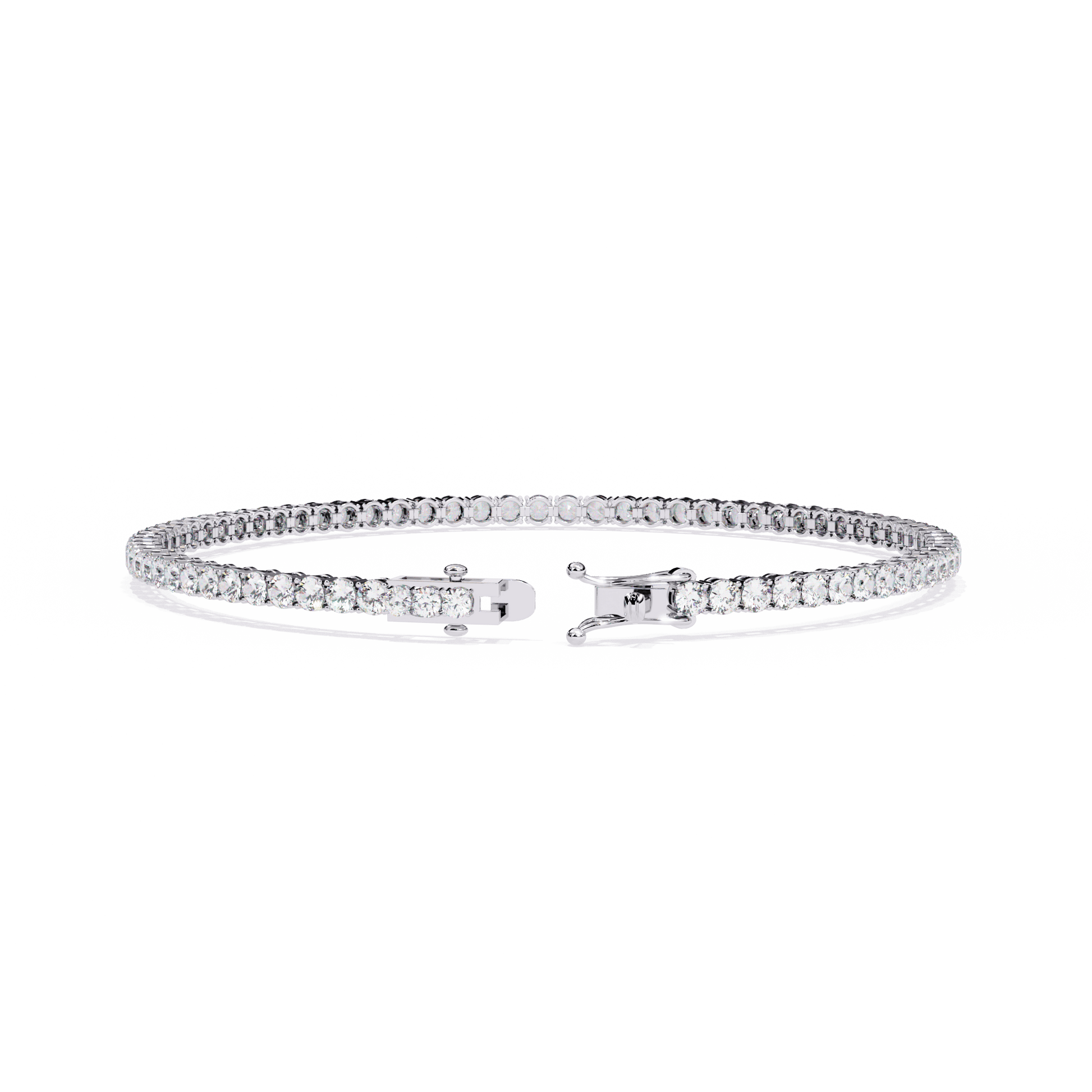 Tamara classic 2.5mm round diamond tennis bracelet by Carat House Dubai, showcasing sparkling diamonds on a sleek silver chain