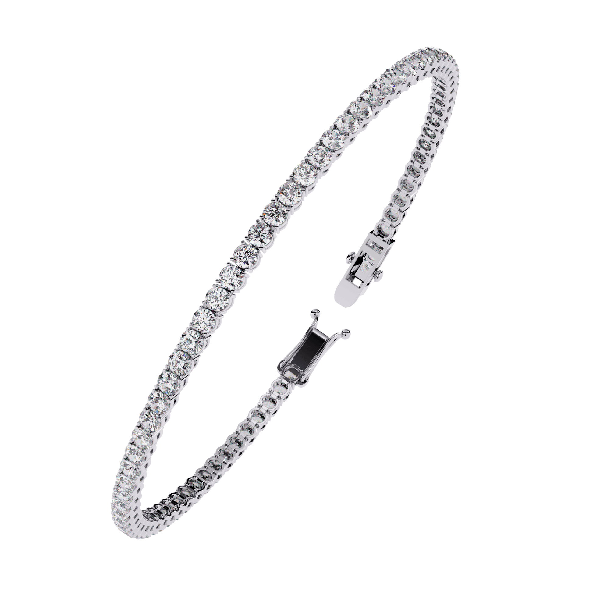 Tamara classic 2.5mm round diamond tennis bracelet by Carat House Dubai, featuring sparkling diamonds on a sleek silver band.