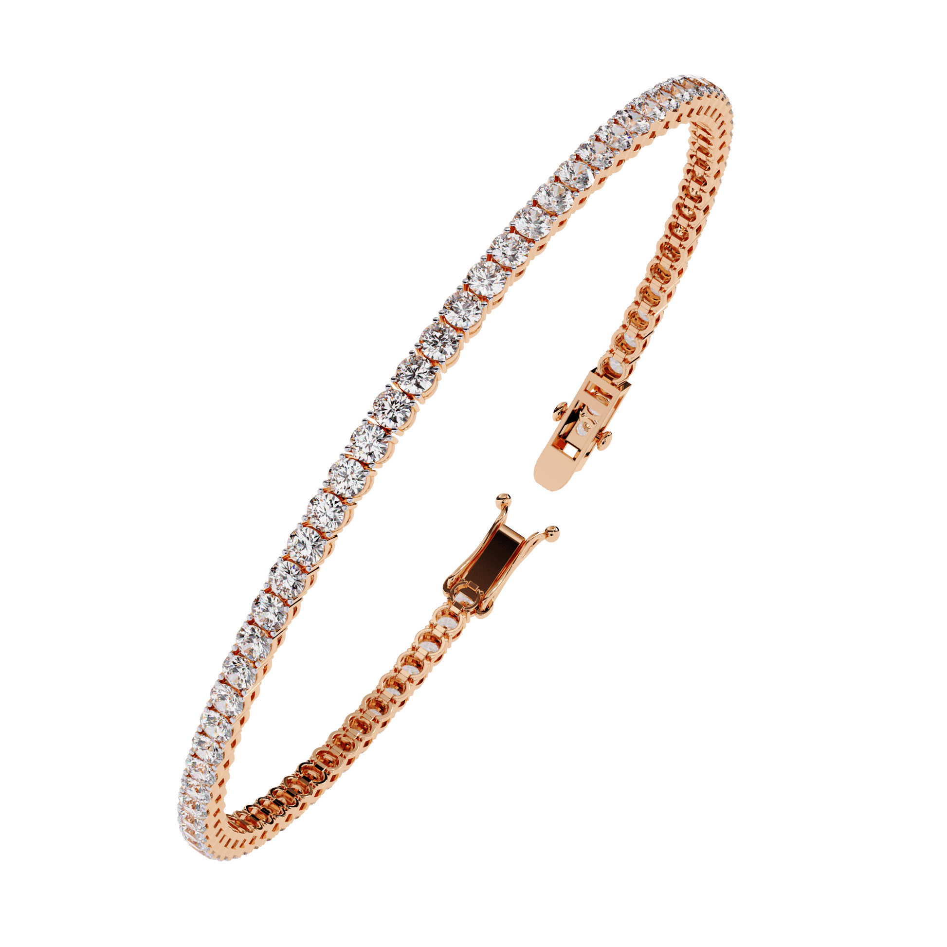 Tamara Carat House Dubai 2.5mm round diamond tennis bracelet with elegant design and sparkling diamonds on a silver chain.