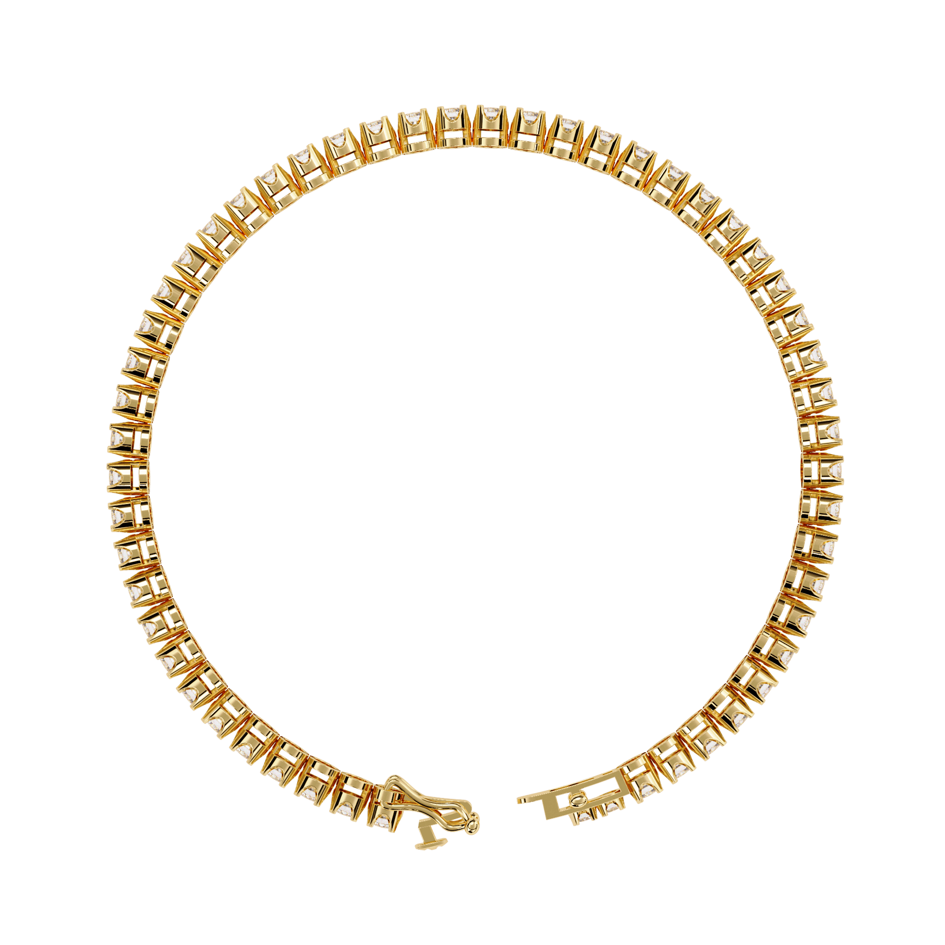 Carat House Dubai Anita sculpted prong 2.5mm diamond tennis bracelet with sparkling diamonds on a sleek silver chain.