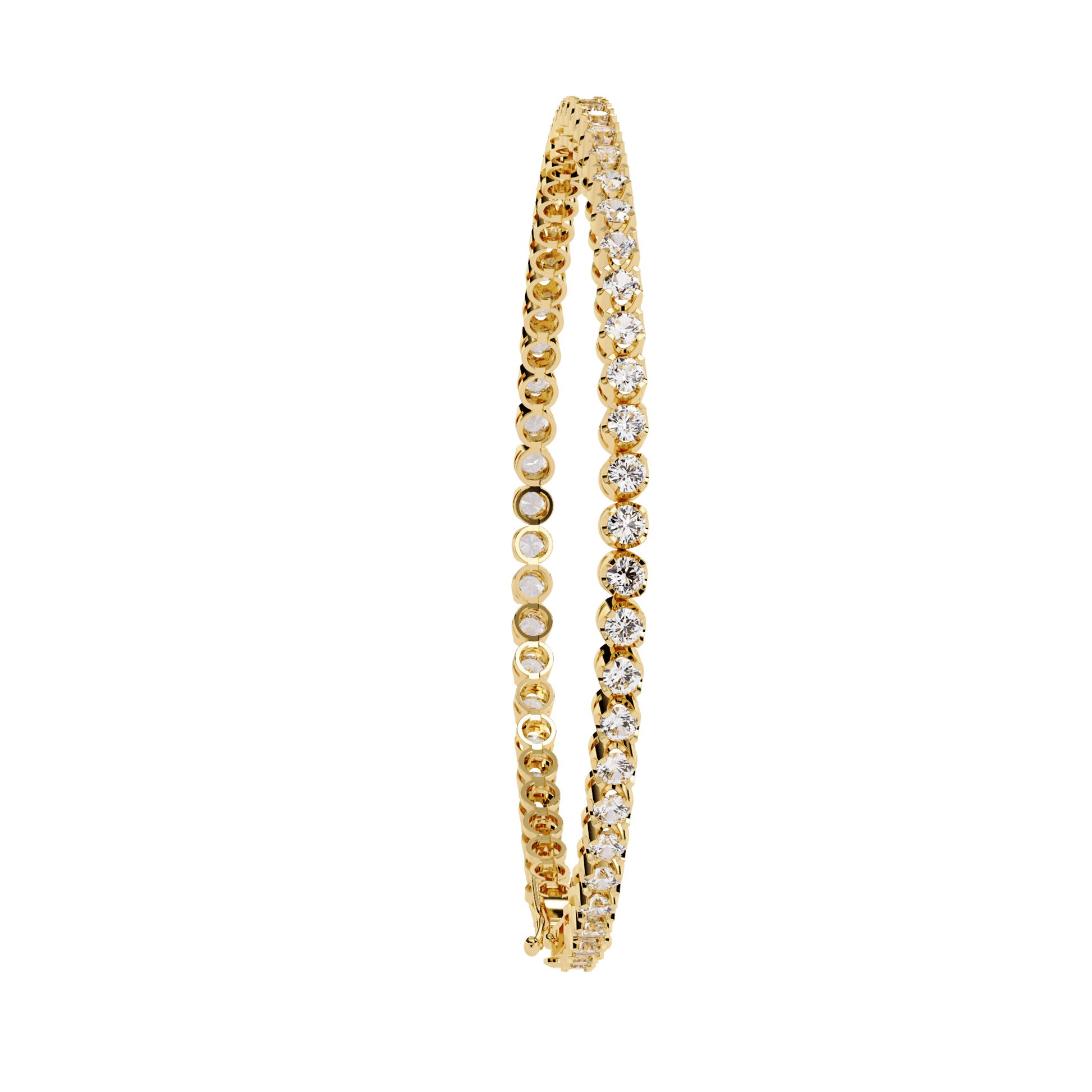Carat House Dubai Anita Sculpted Prong 2.5mm diamond tennis bracelet with sparkling diamonds on a silver chain.