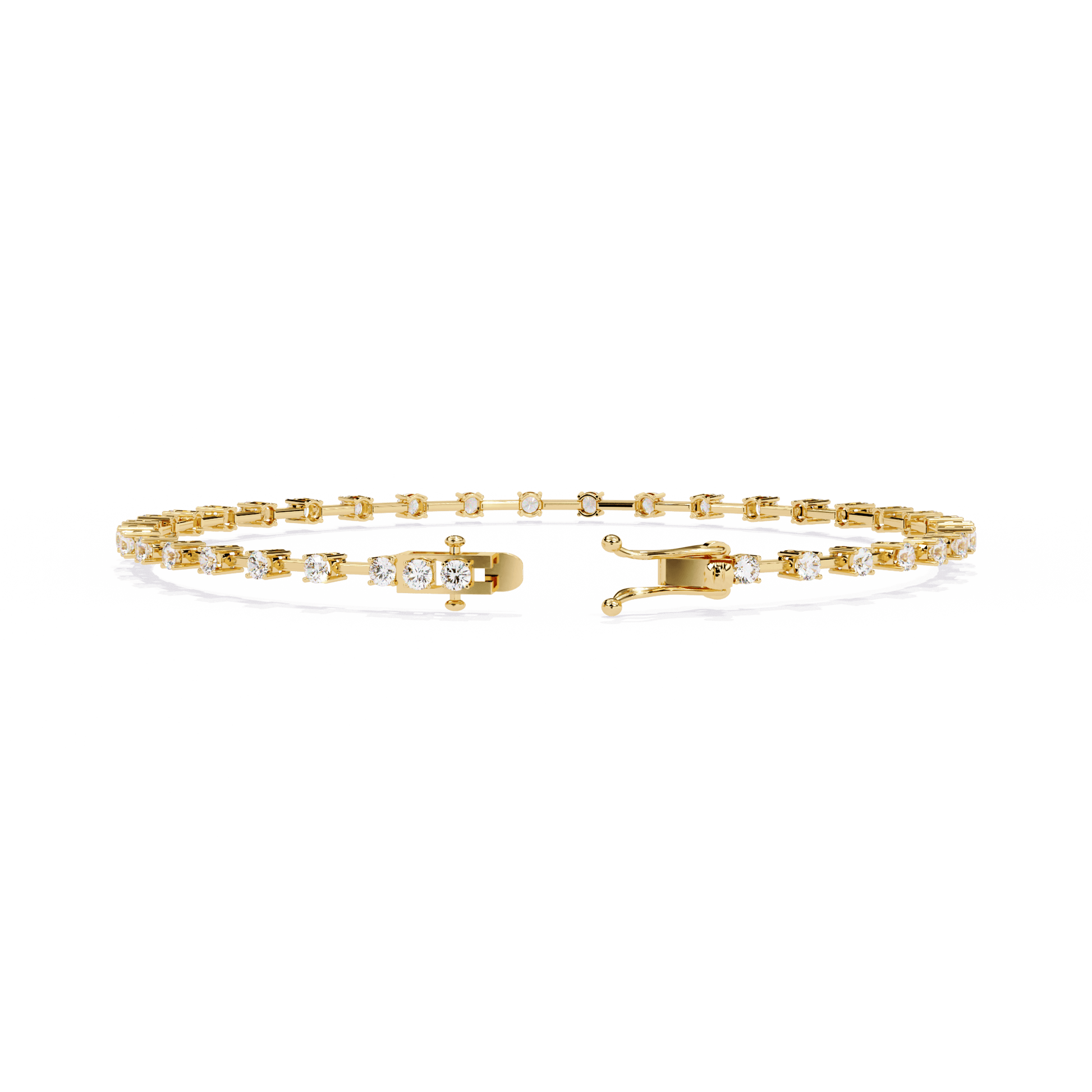 Vienna Spaced Round Diamond Bangle by Carat House Dubai featuring sparkling round diamonds on a sleek gold band.