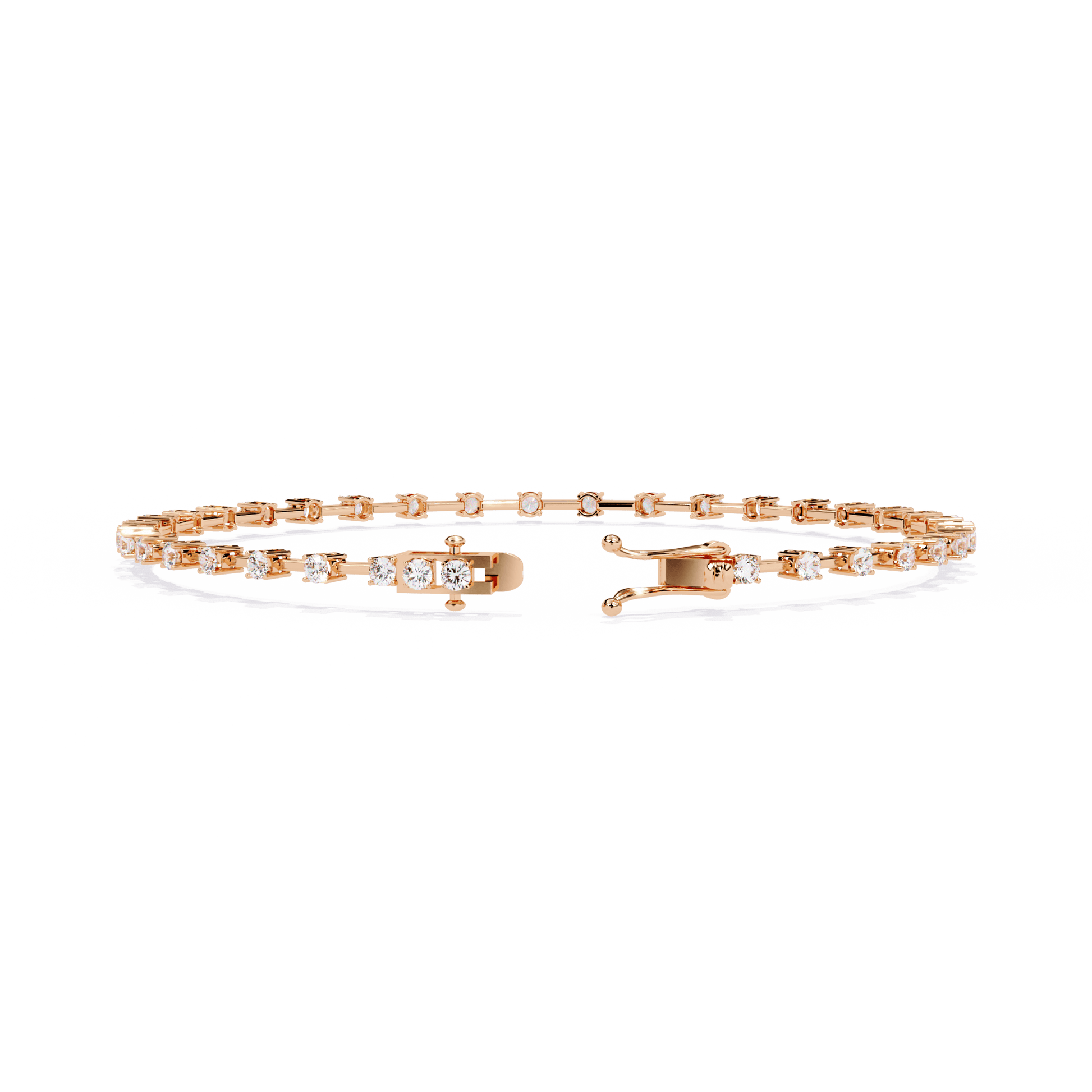 Vienna spaced round diamond bangle by Carat House Dubai, featuring a sleek design with sparkling diamonds on a polished metal band.