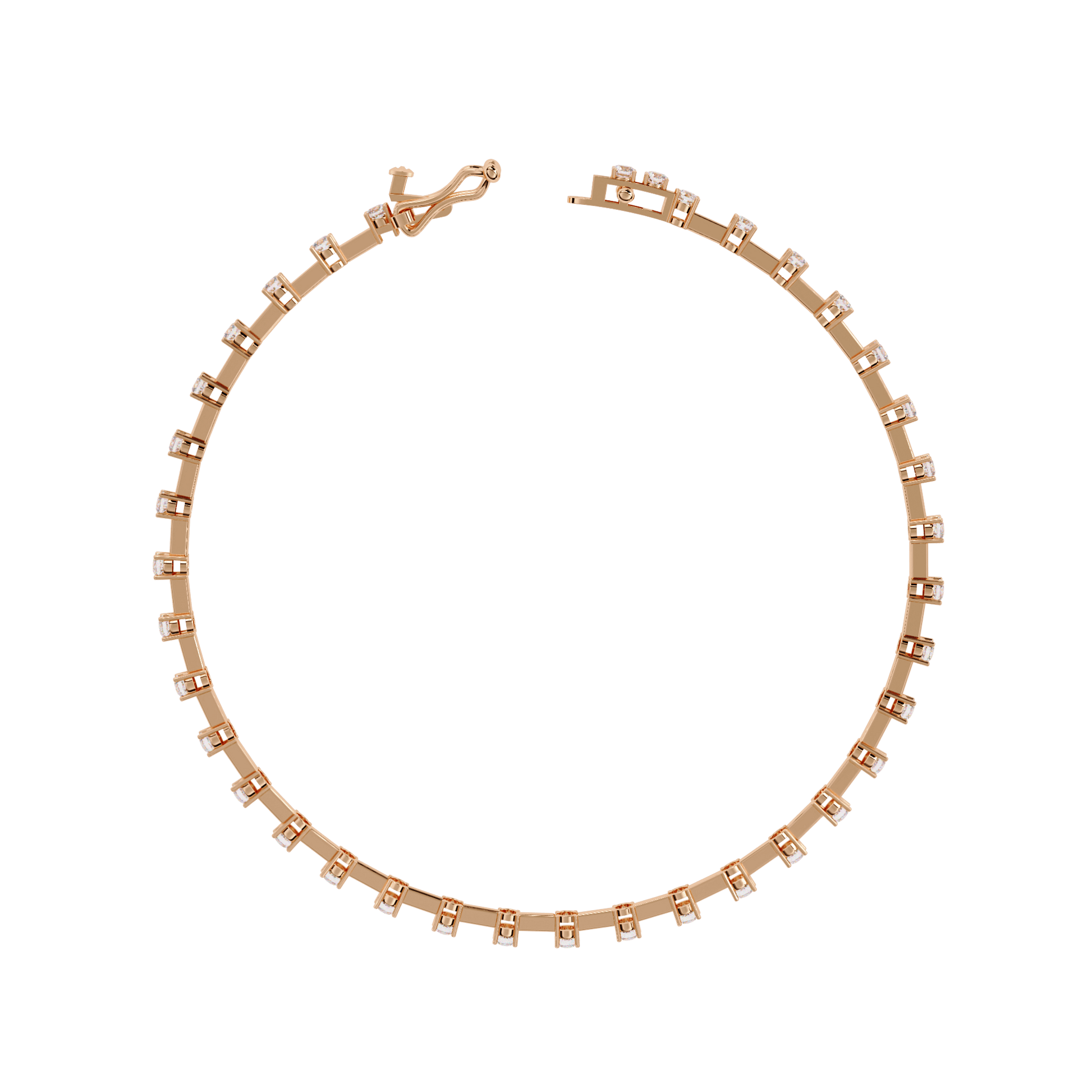 Vienna Spaced Round Diamond Bangle by Carat House Dubai featuring alternating diamond settings on a sleek gold bracelet