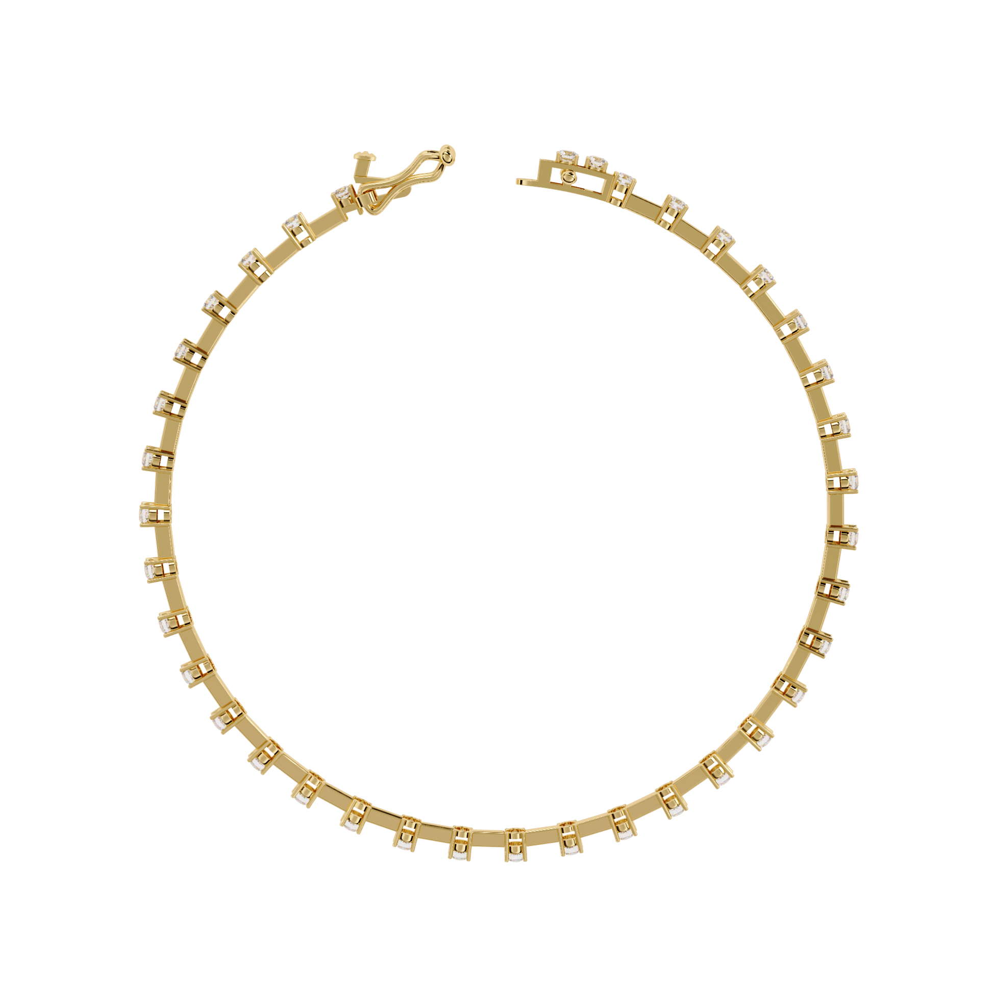Vienna Spaced Round Diamond Bangle by Carat House Dubai, elegant jewelry with round diamonds on a sleek gold band.